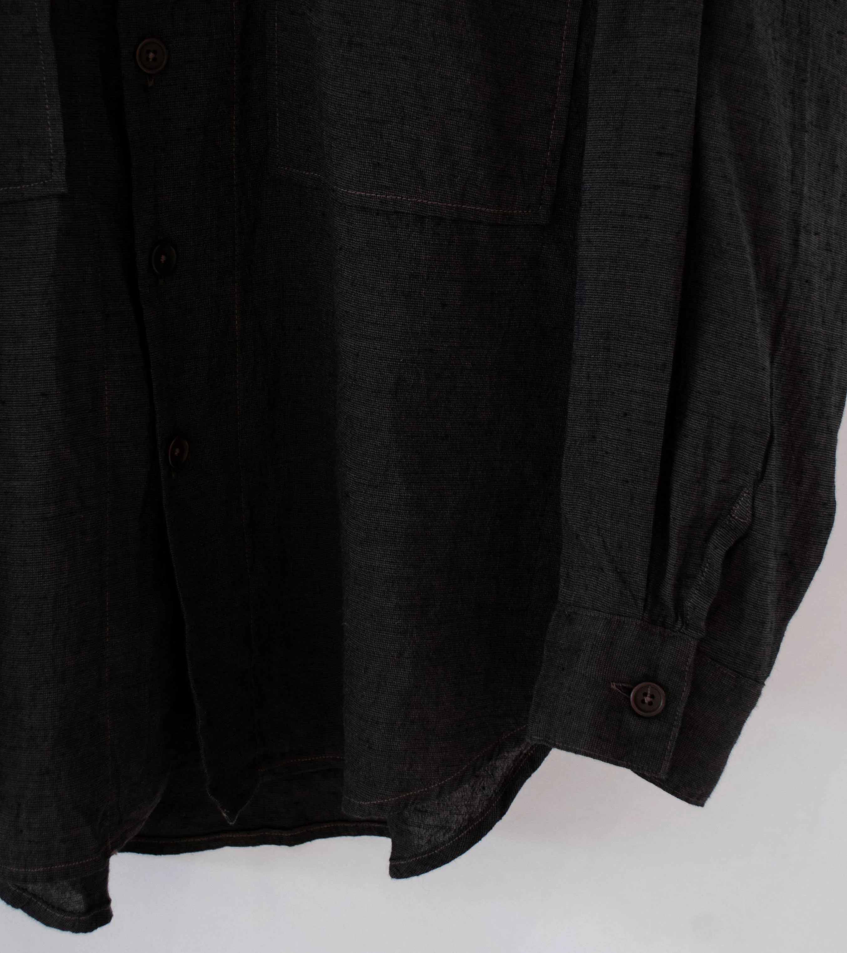 Evan Kinori 'Big Shirt' (Brown Navy Linen Cotton Summercloth) - Image 4