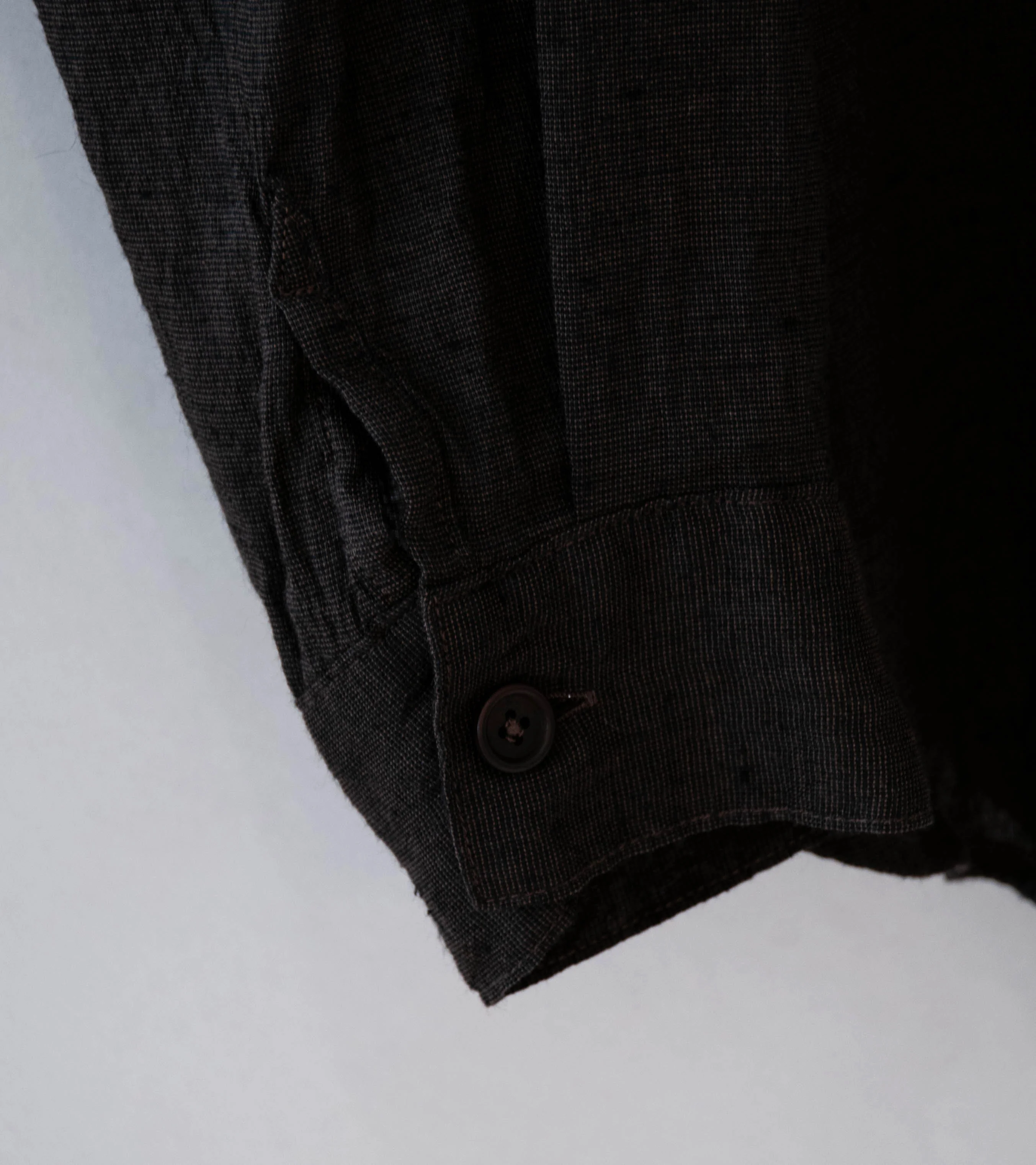 Evan Kinori 'Big Shirt' (Brown Navy Linen Cotton Summercloth) - Image 5