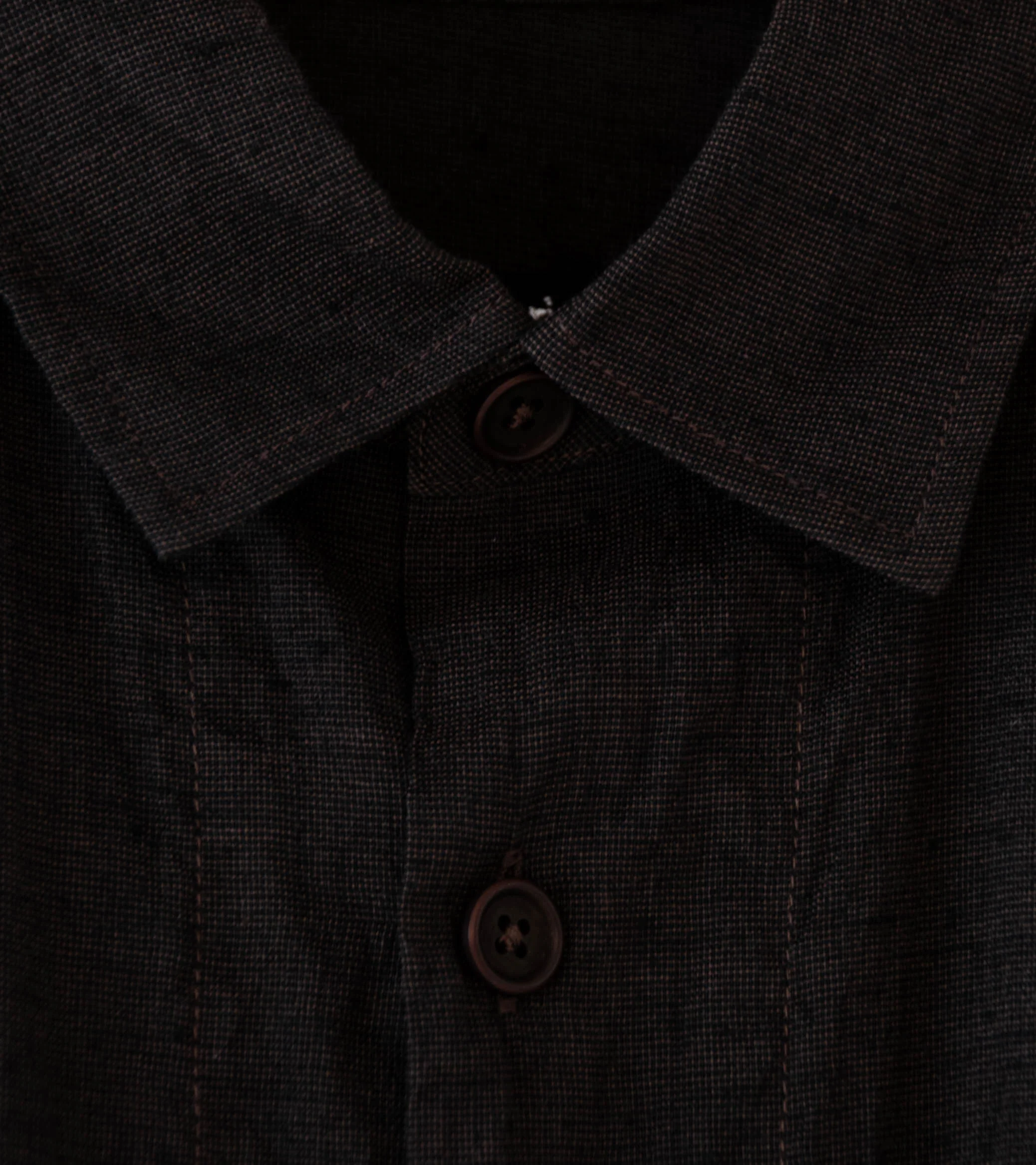 Evan Kinori 'Big Shirt' (Brown Navy Linen Cotton Summercloth) - Image 6