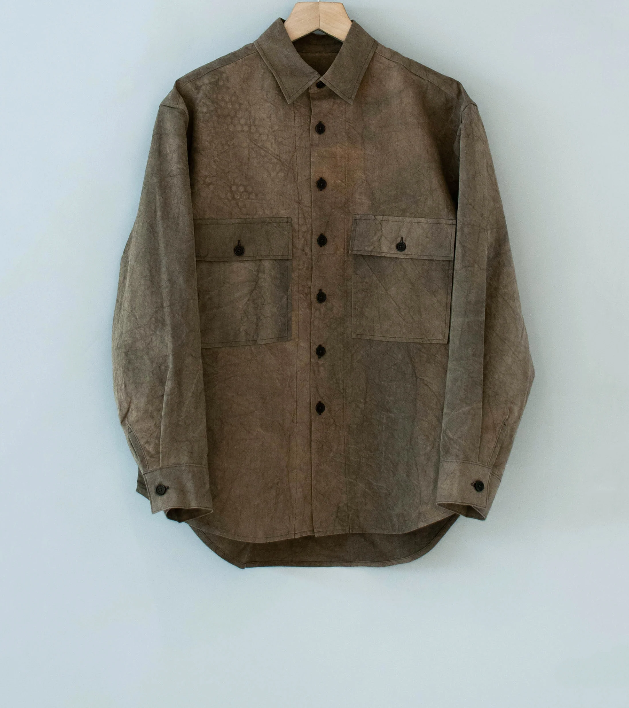 Evan Kinori 'Big Shirt' (Brown Persimmon Iron Dye Natural Dye Twill)