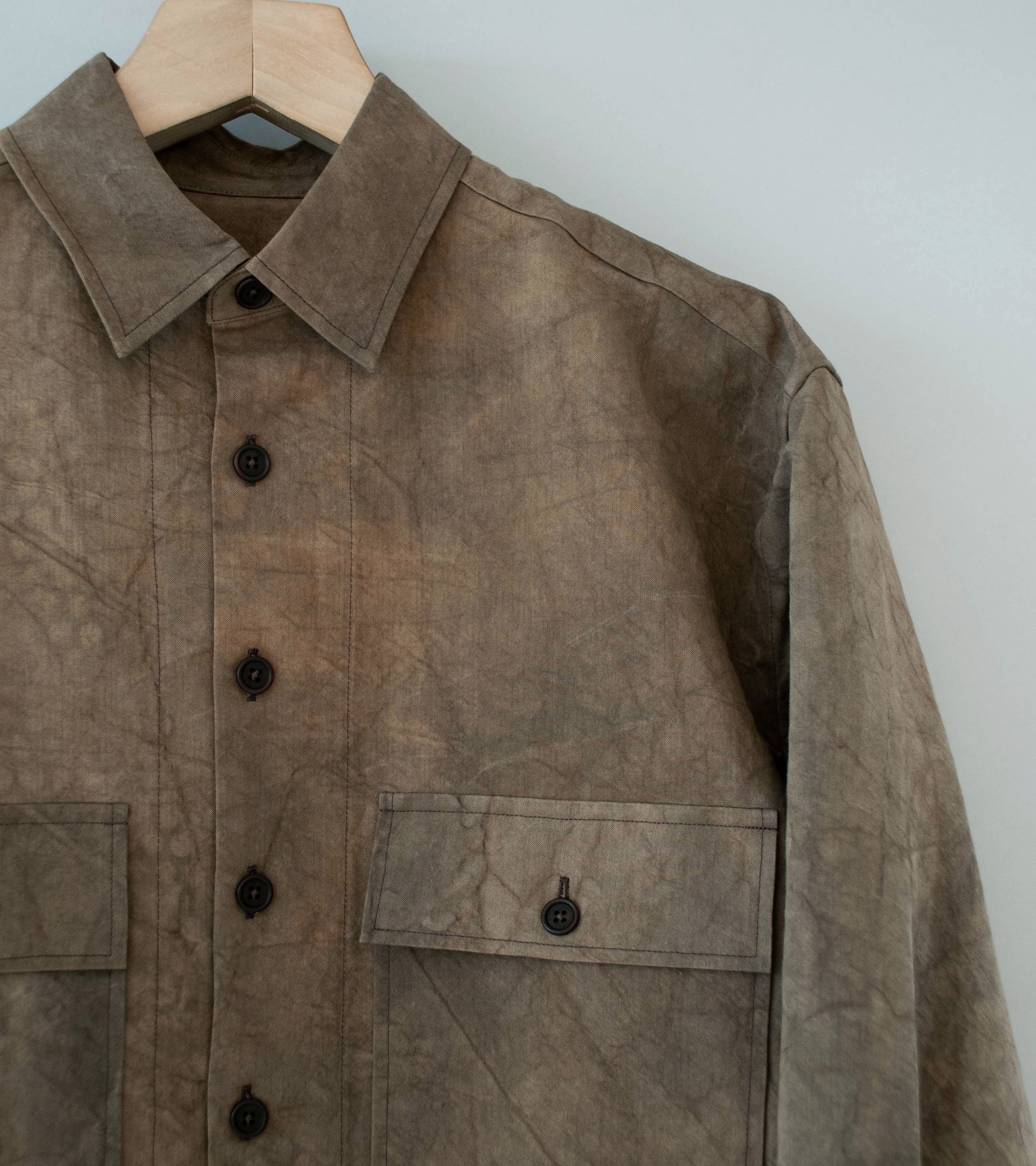Evan Kinori 'Big Shirt' (Brown Persimmon Iron Dye Natural Dye Twill) - Image 2