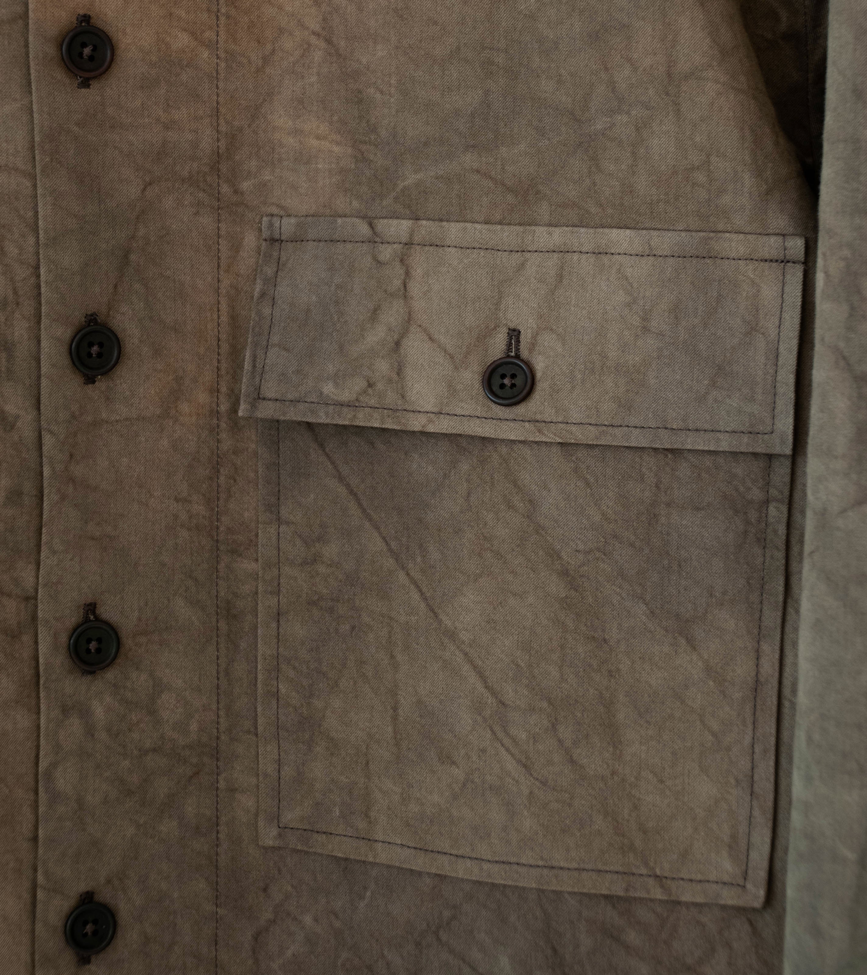 Evan Kinori 'Big Shirt' (Brown Persimmon Iron Dye Natural Dye Twill) - Image 3