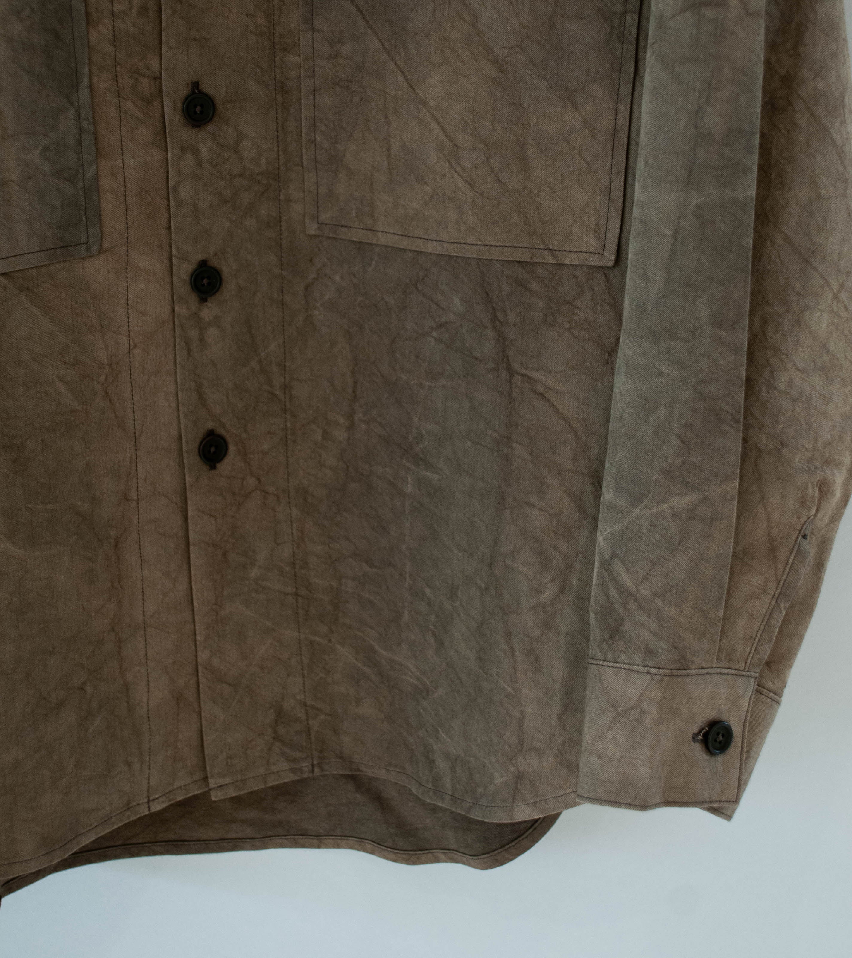Evan Kinori 'Big Shirt' (Brown Persimmon Iron Dye Natural Dye Twill) - Image 4