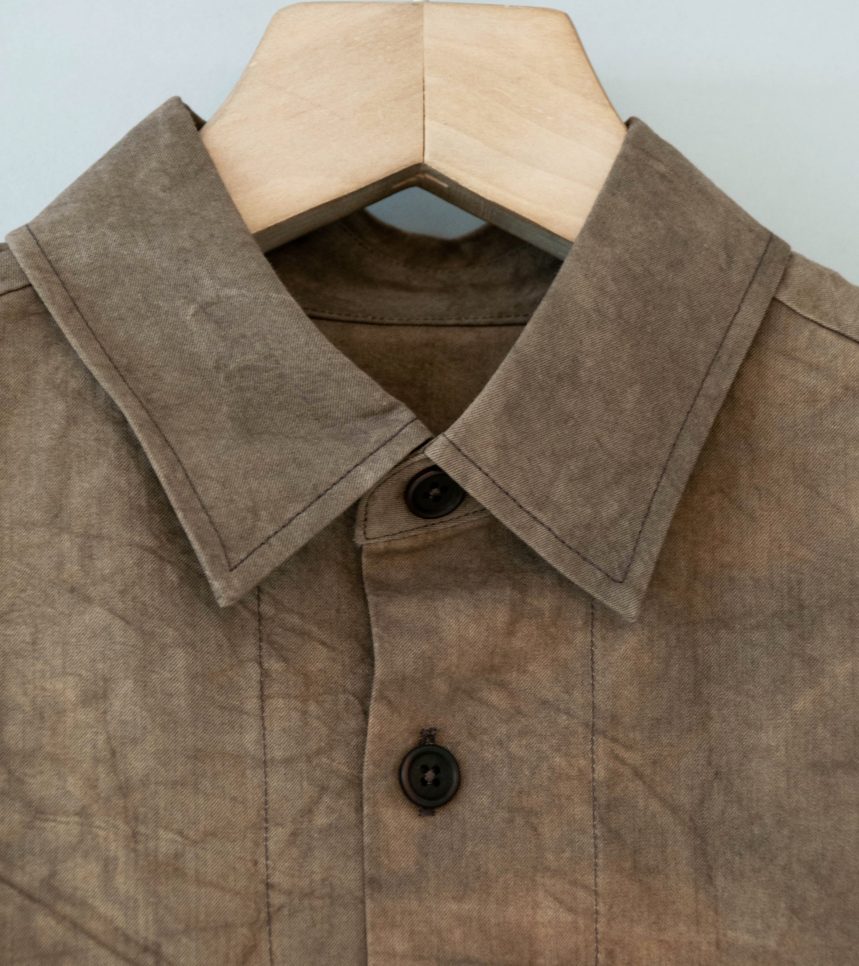 Evan Kinori 'Big Shirt' (Brown Persimmon Iron Dye Natural Dye Twill) - Image 6