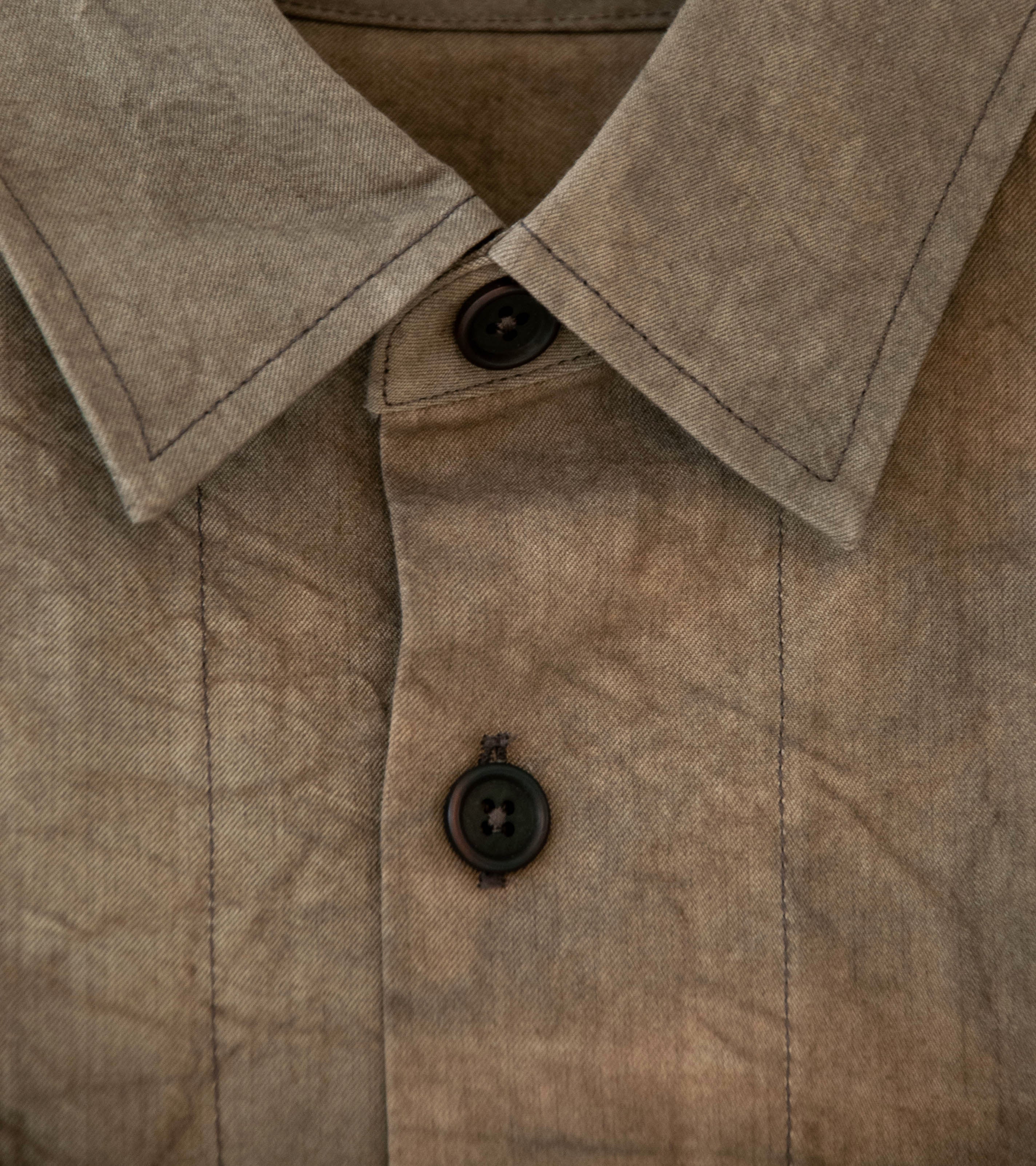 Evan Kinori 'Big Shirt' (Brown Persimmon Iron Dye Natural Dye Twill) - Image 7