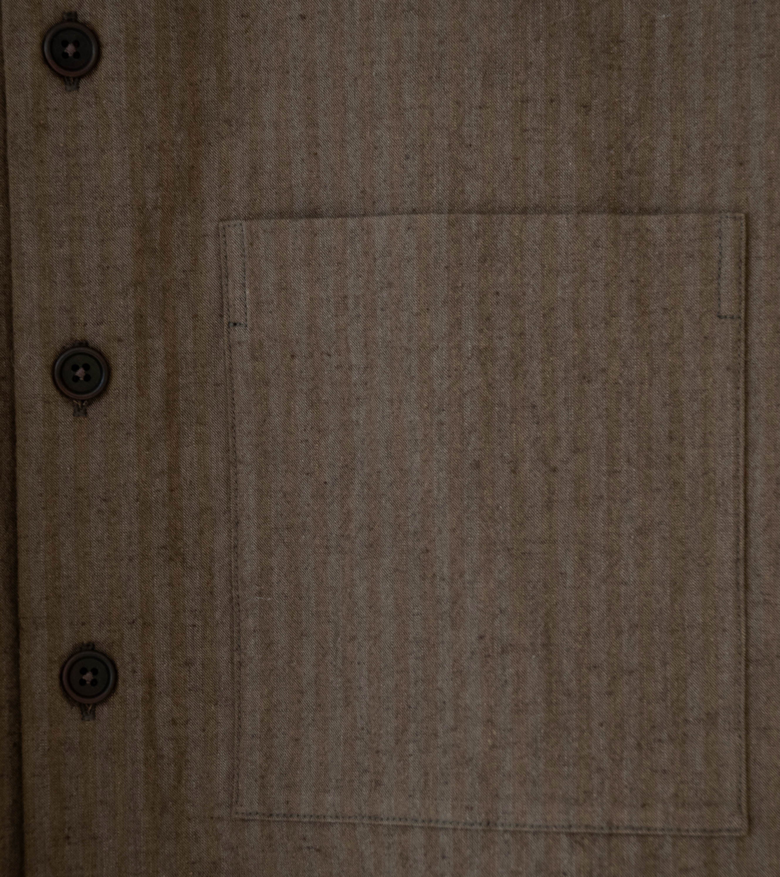 Evan Kinori 'Big Shirt Two' (Charcoal Dark Olive Hemp Cotton Stripe) - Image 3