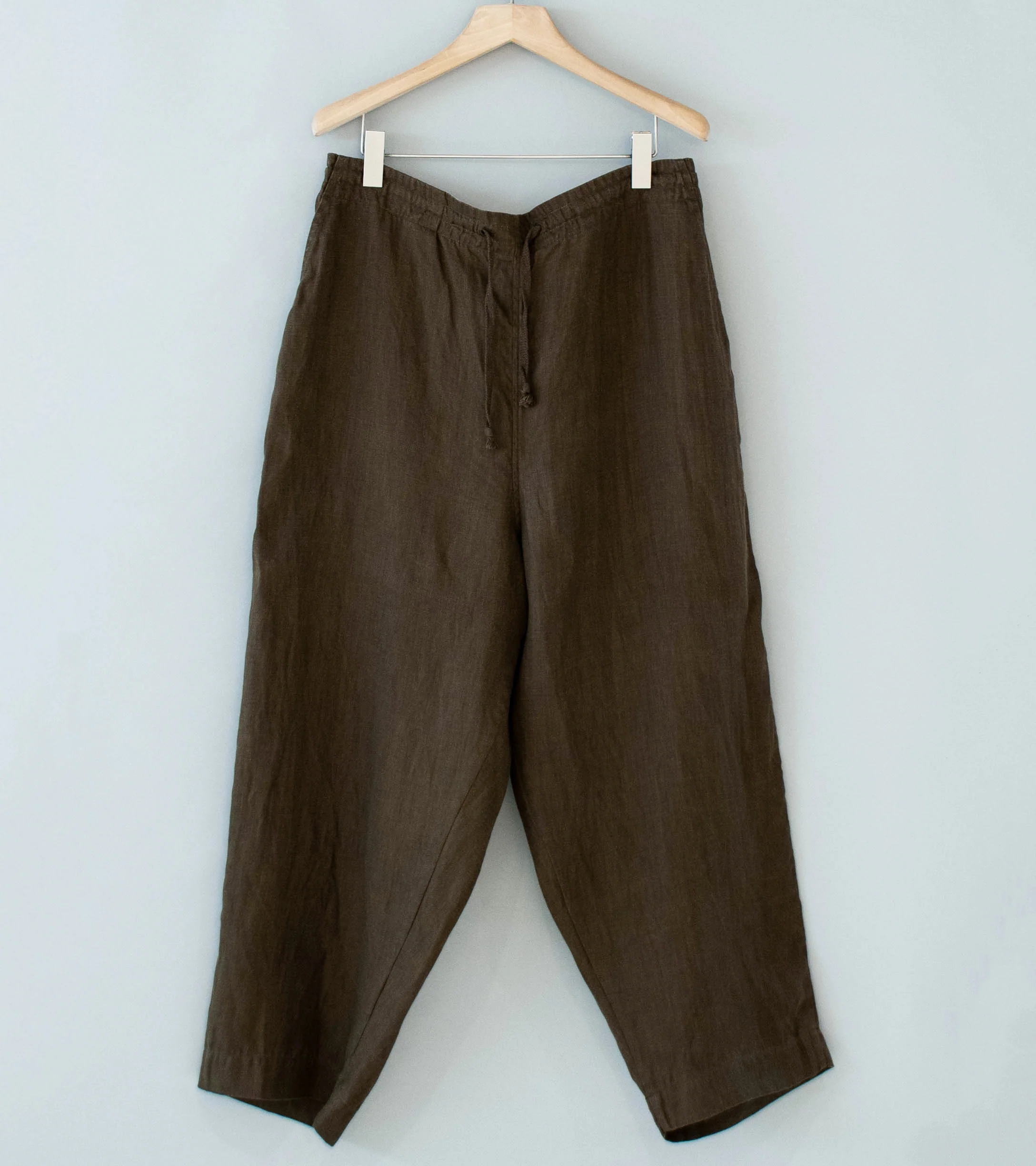 Evan Kinori 'Drawstring Pant' (Dark Olive Sumi Ink Hemp Twill)