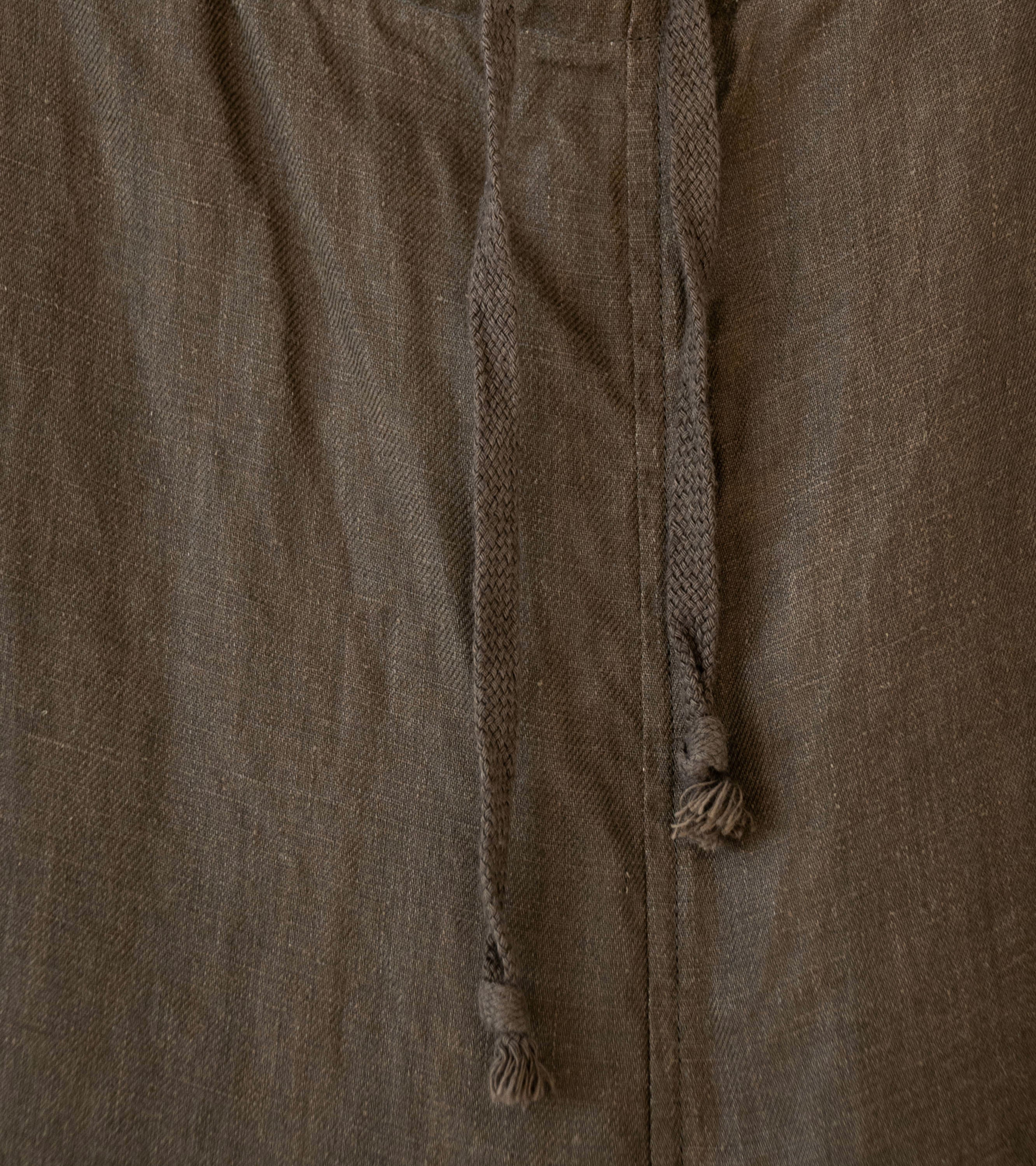 Evan Kinori 'Drawstring Pant' (Dark Olive Sumi Ink Hemp Twill) - Image 4