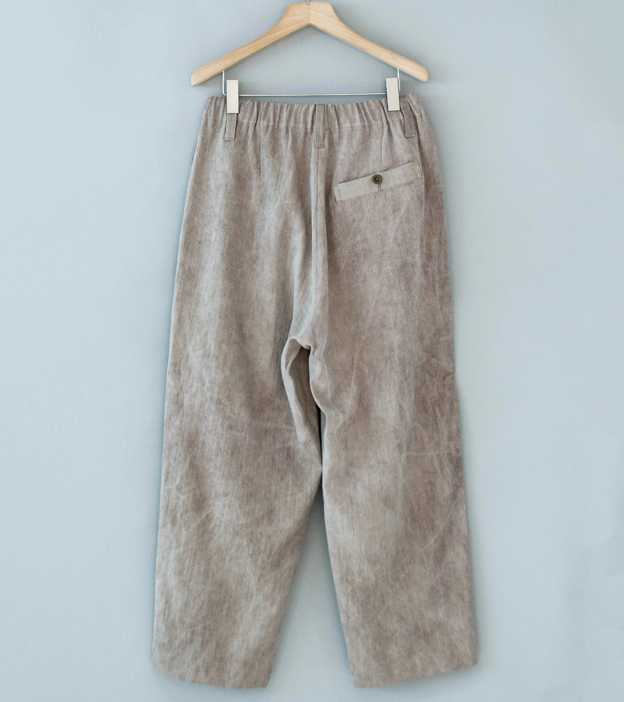 Evan Kinori 'Elastic Pant' (Dark Beige Cold Dye Linen Cotton Herringbone - Image 5