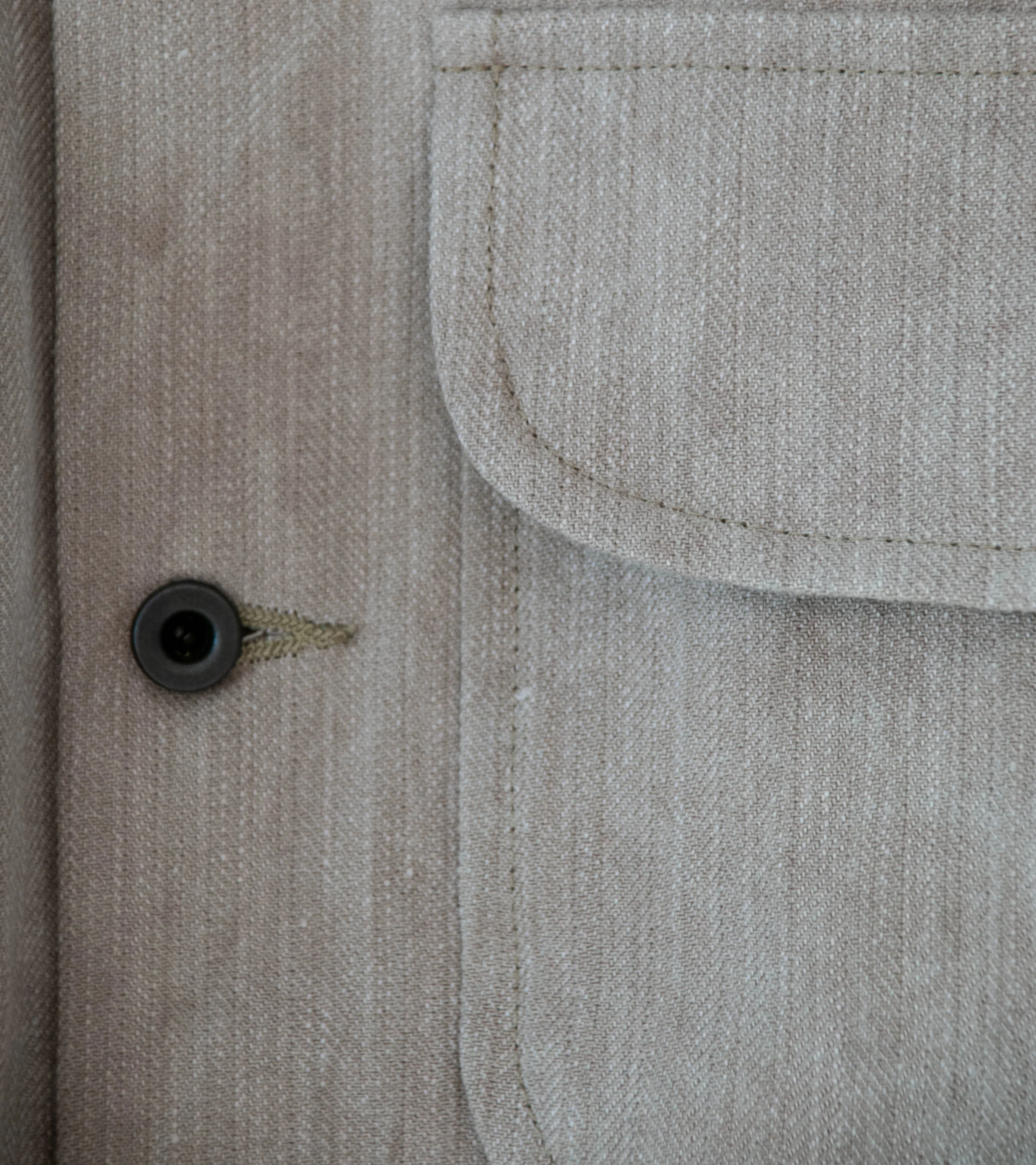 Evan Kinori 'Field Shirt' (Dark Beige Cold Dye Linen Cotton Herringbone) - Image 4