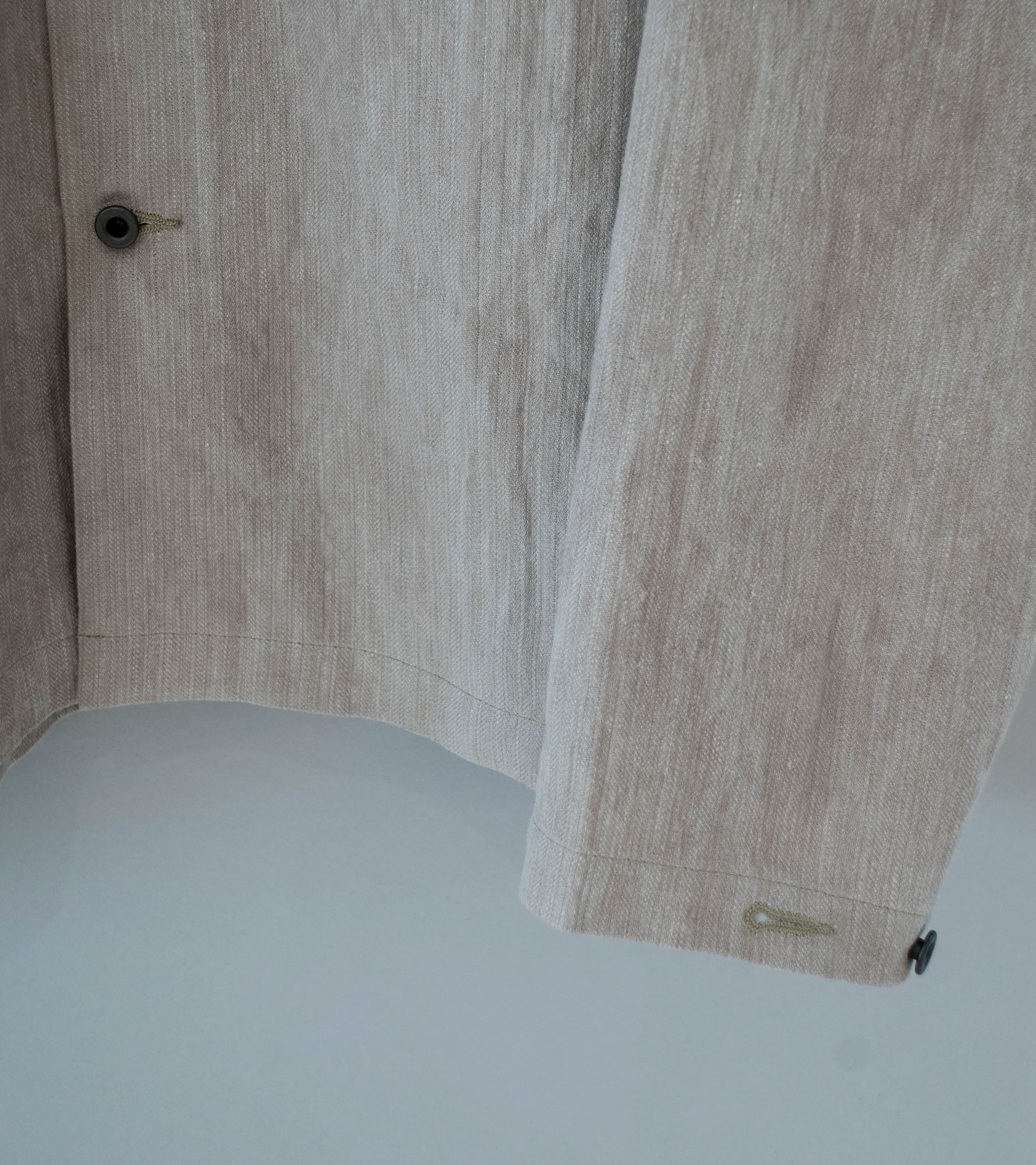 Evan Kinori 'Field Shirt' (Dark Beige Cold Dye Linen Cotton Herringbone) - Image 5