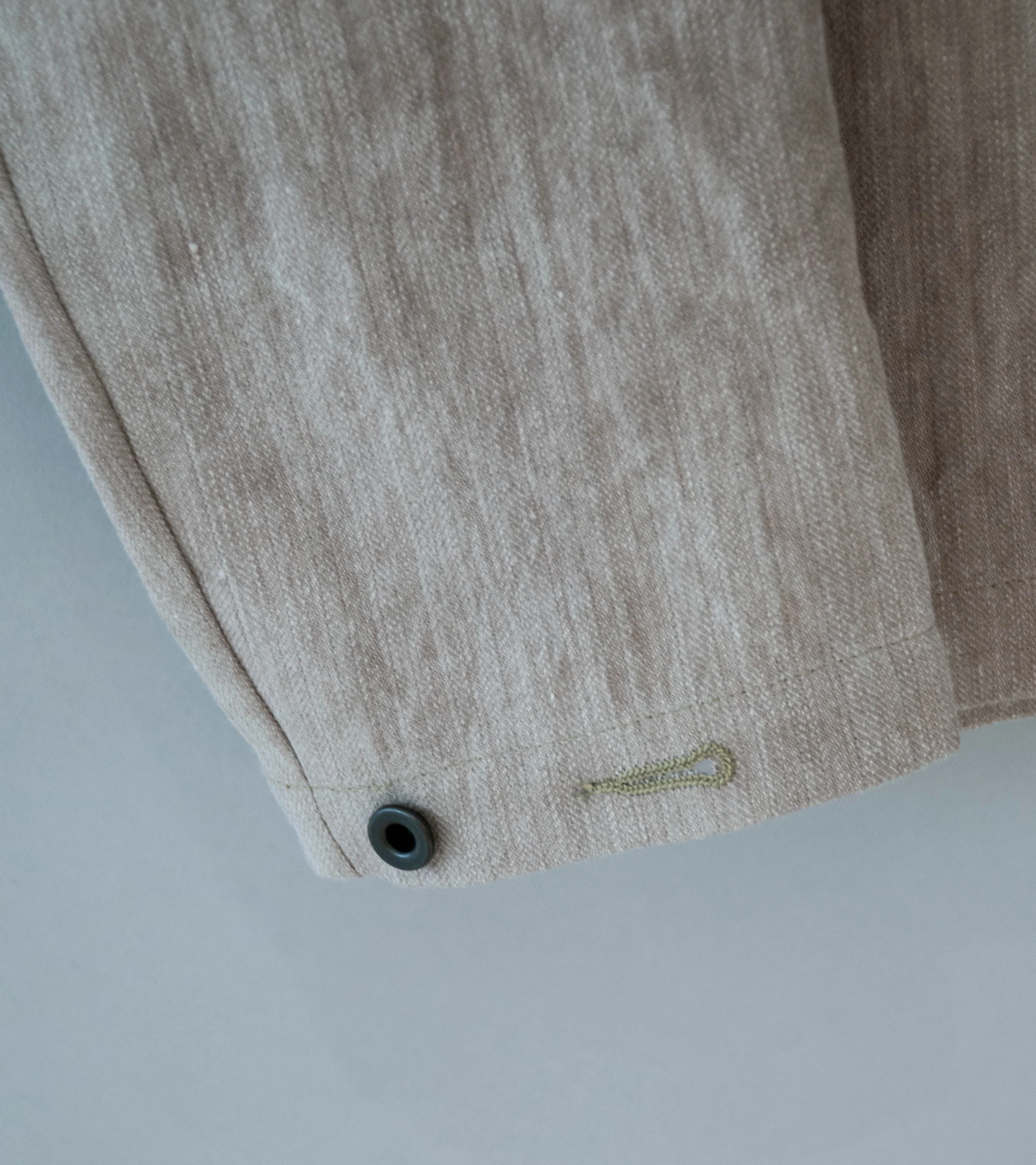 Evan Kinori 'Field Shirt' (Dark Beige Cold Dye Linen Cotton Herringbone) - Image 6