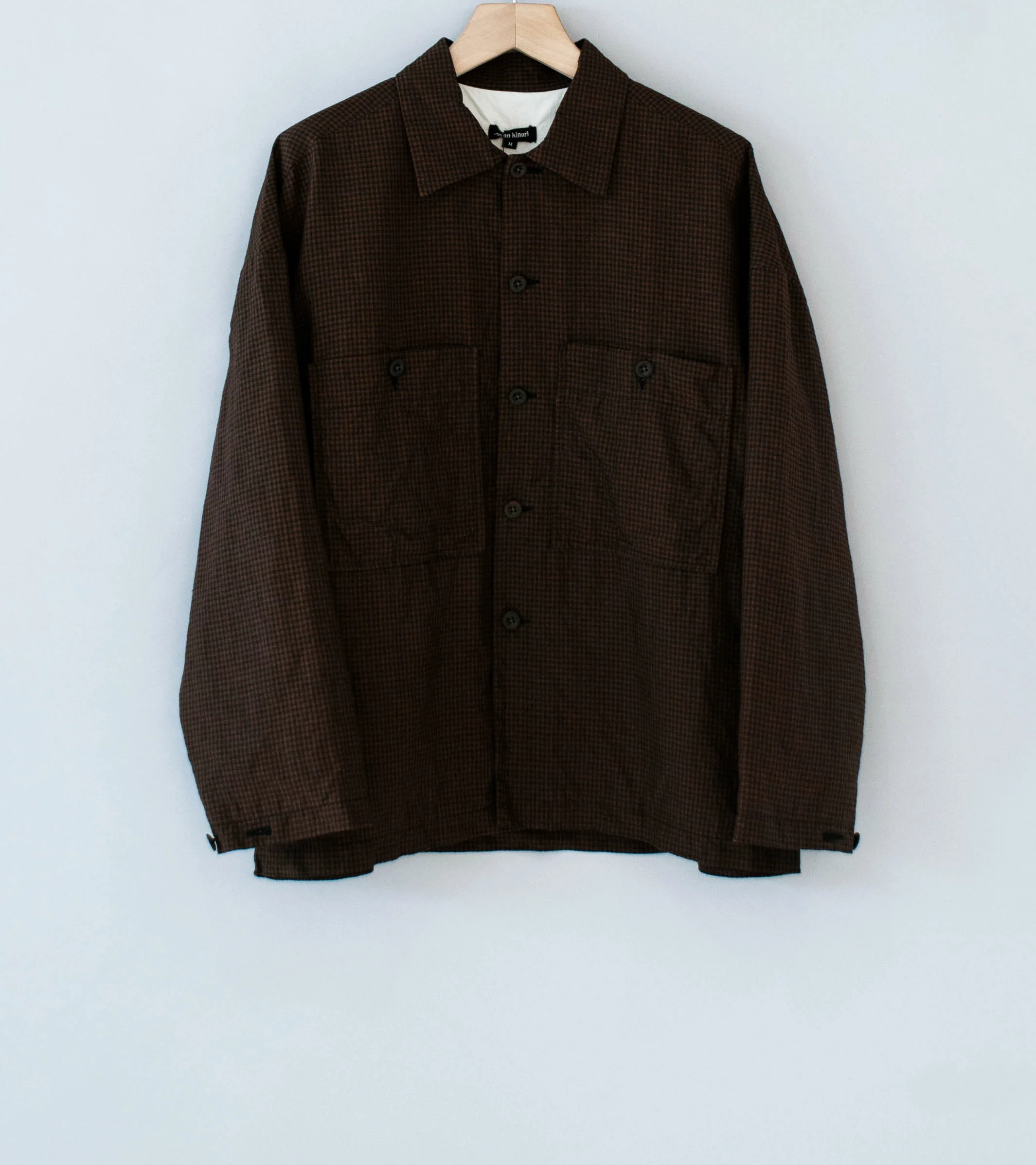 Evan Kinori 'Field Shirt Two' (Brown Black Logwood Overdyed Linen Check)