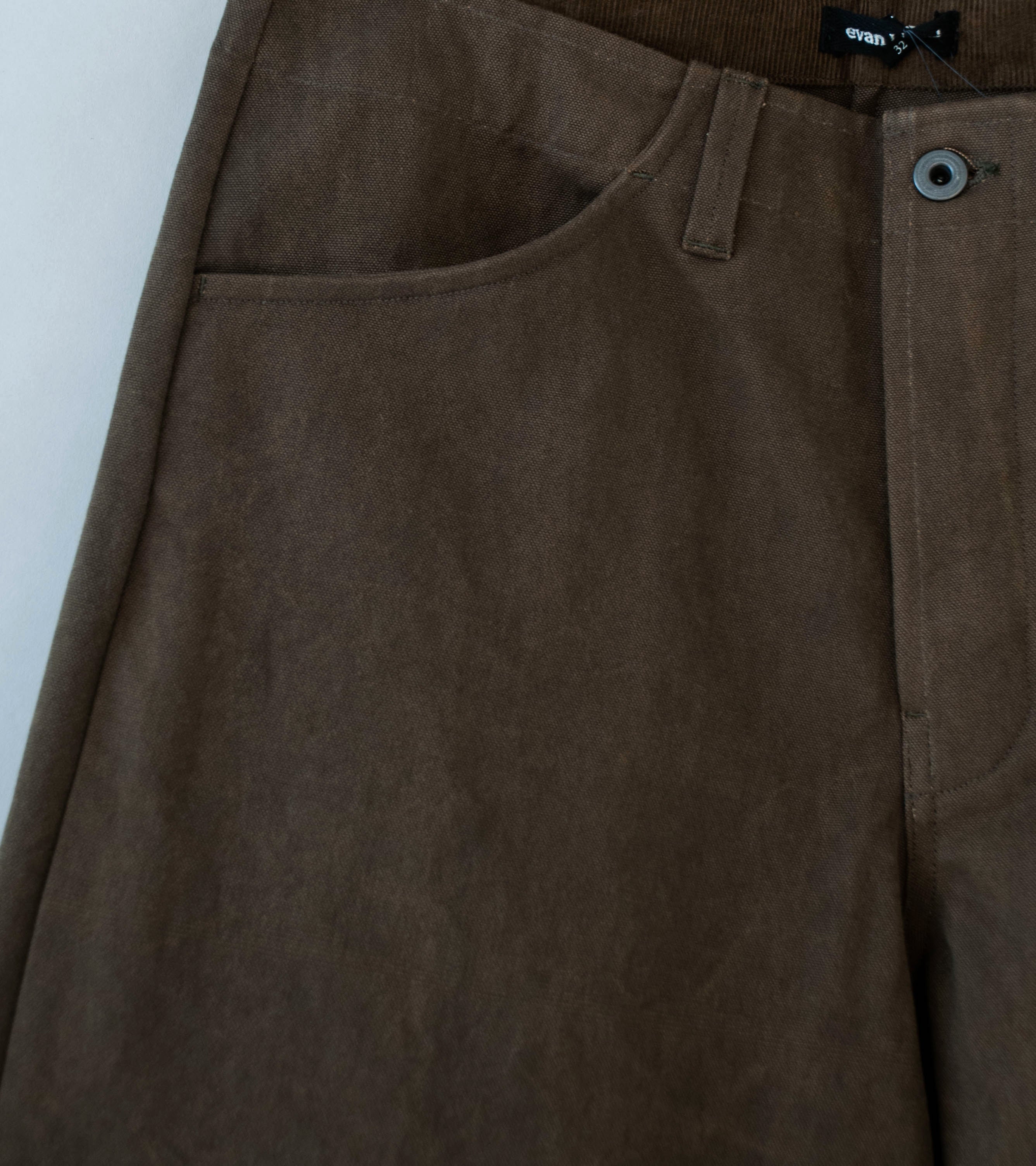 Evan Kinori 'Four Pocket Pant' (Dark Olive Sumi Ink Dye Cotton Washi Canvas) - Image 2