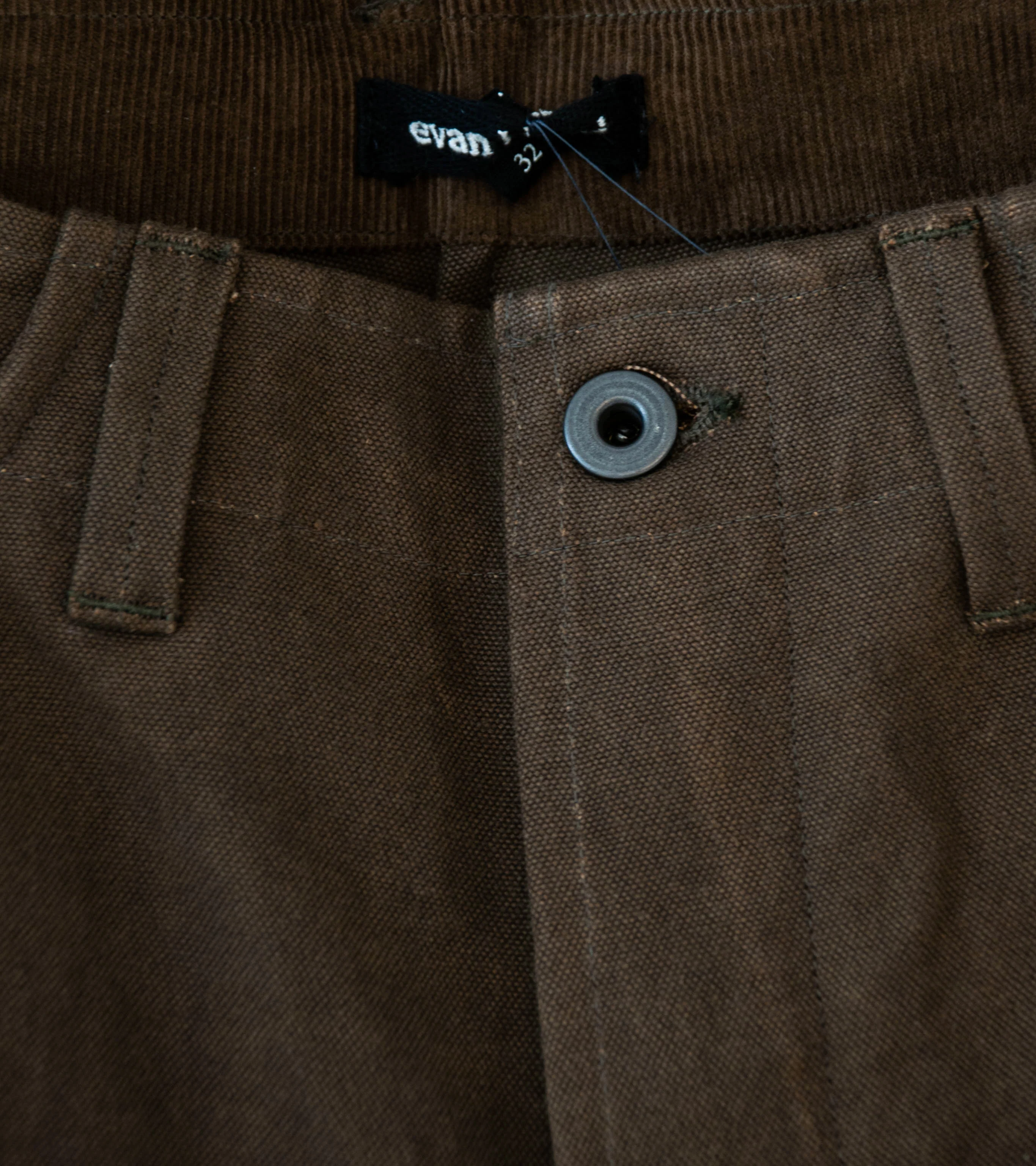 Evan Kinori 'Four Pocket Pant' (Dark Olive Sumi Ink Dye Cotton Washi Canvas) - Image 4