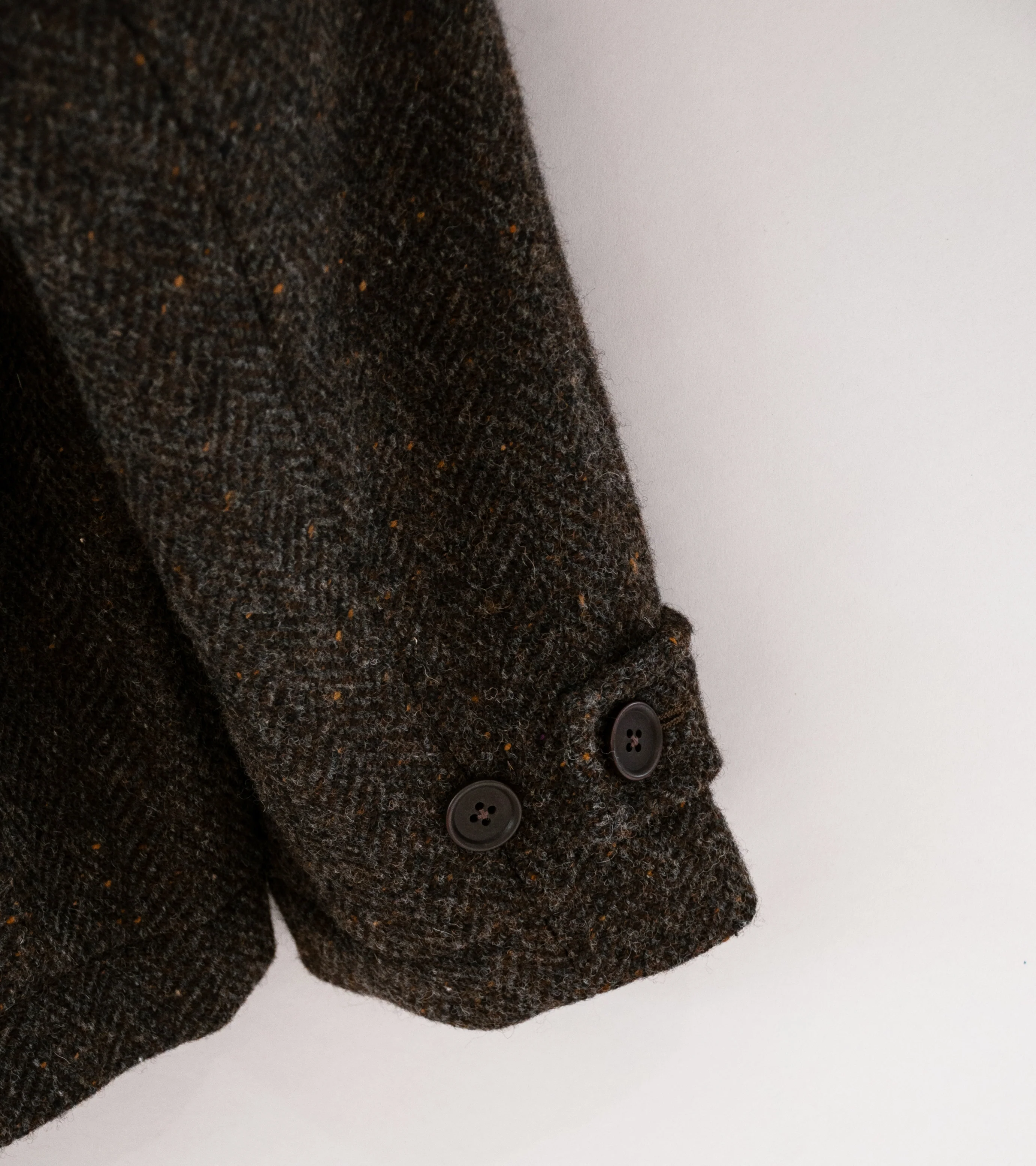 Evan Kinori 'Peacoat' (Brown Charcoal Wool Herringbone) - Image 11