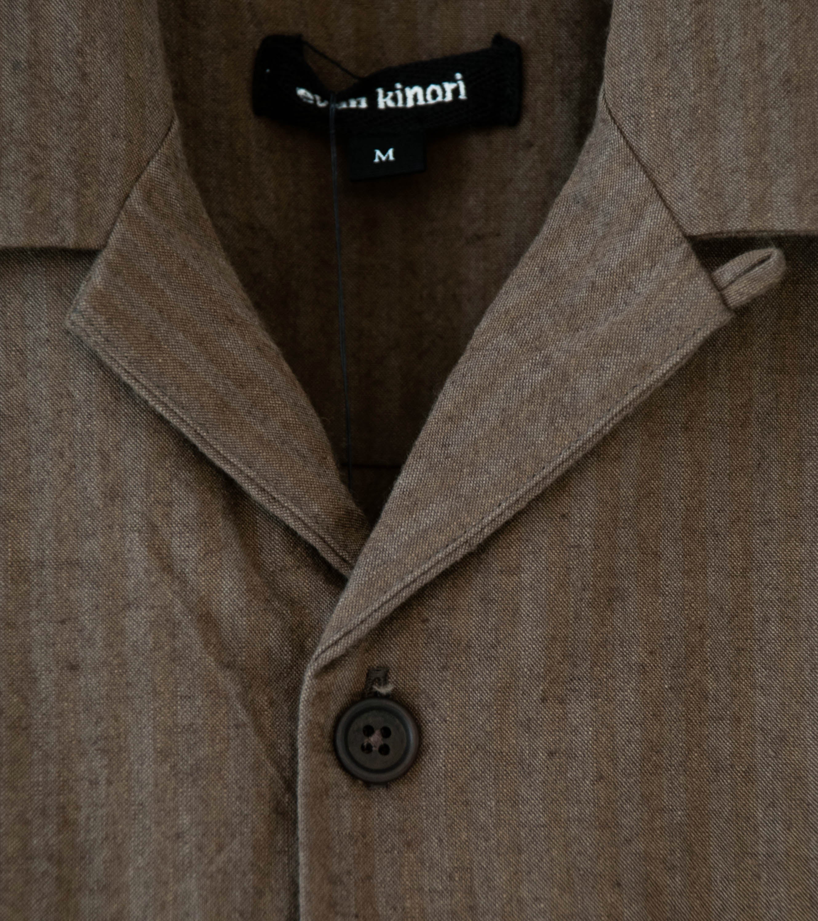 Evan Kinori 'Short Sleeve Shirt' (Charcoal Dark Olive Hemp Cotton Stripe) - Image 6