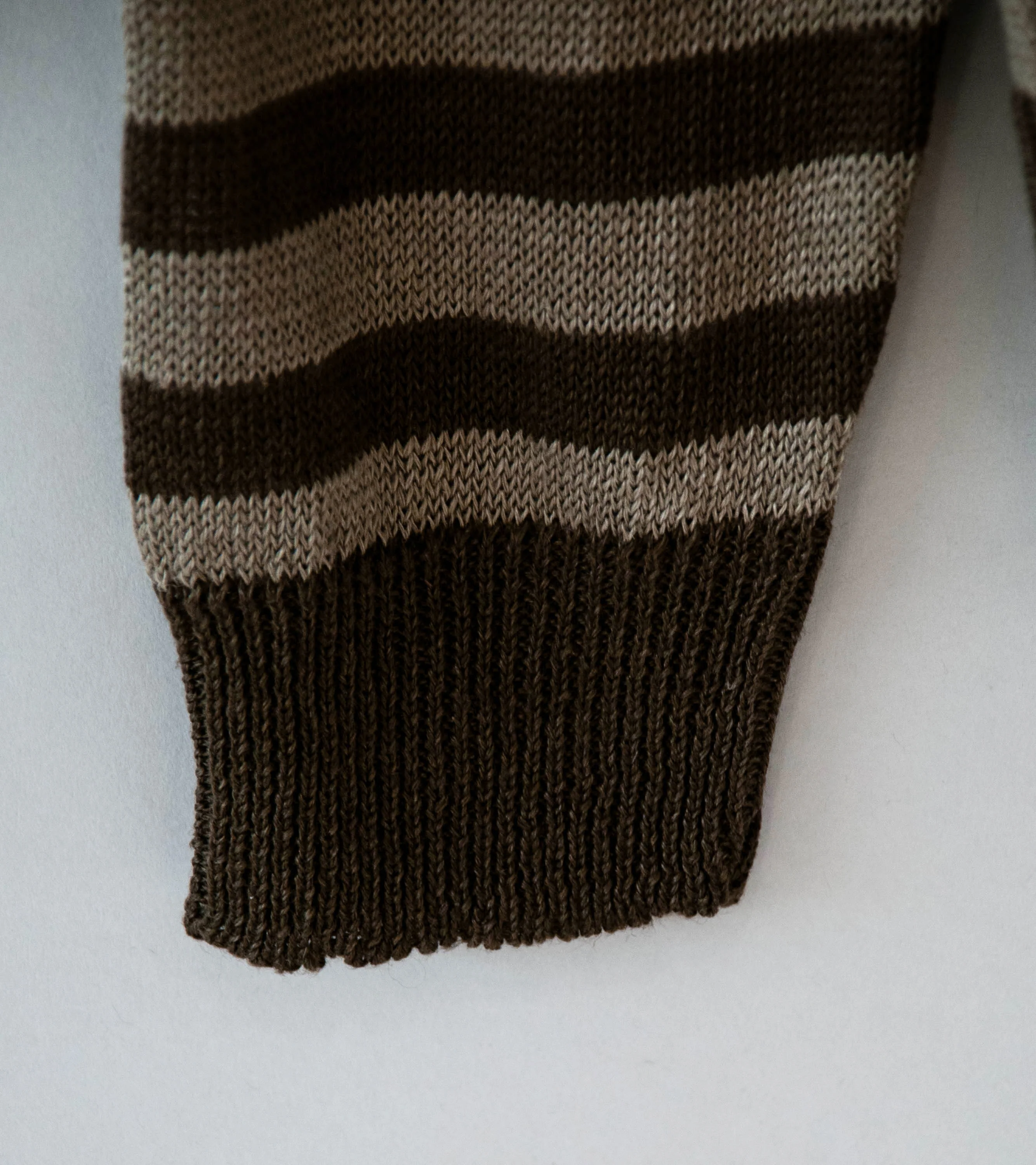 Evan Kinori 'Thin Stripe Sweater' (Brown Taupe Linen) - Image 4