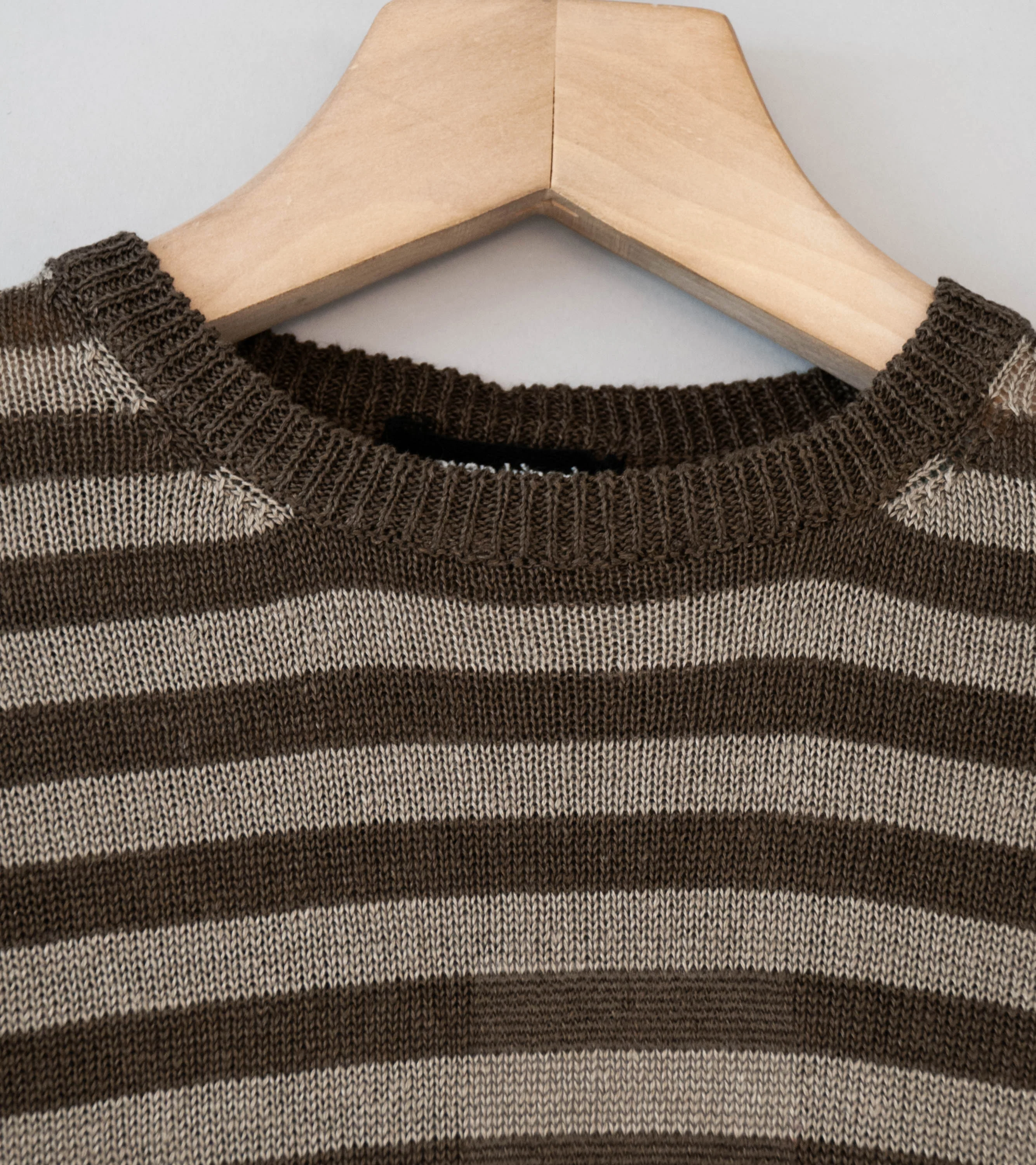 Evan Kinori 'Thin Stripe Sweater' (Brown Taupe Linen) - Image 5