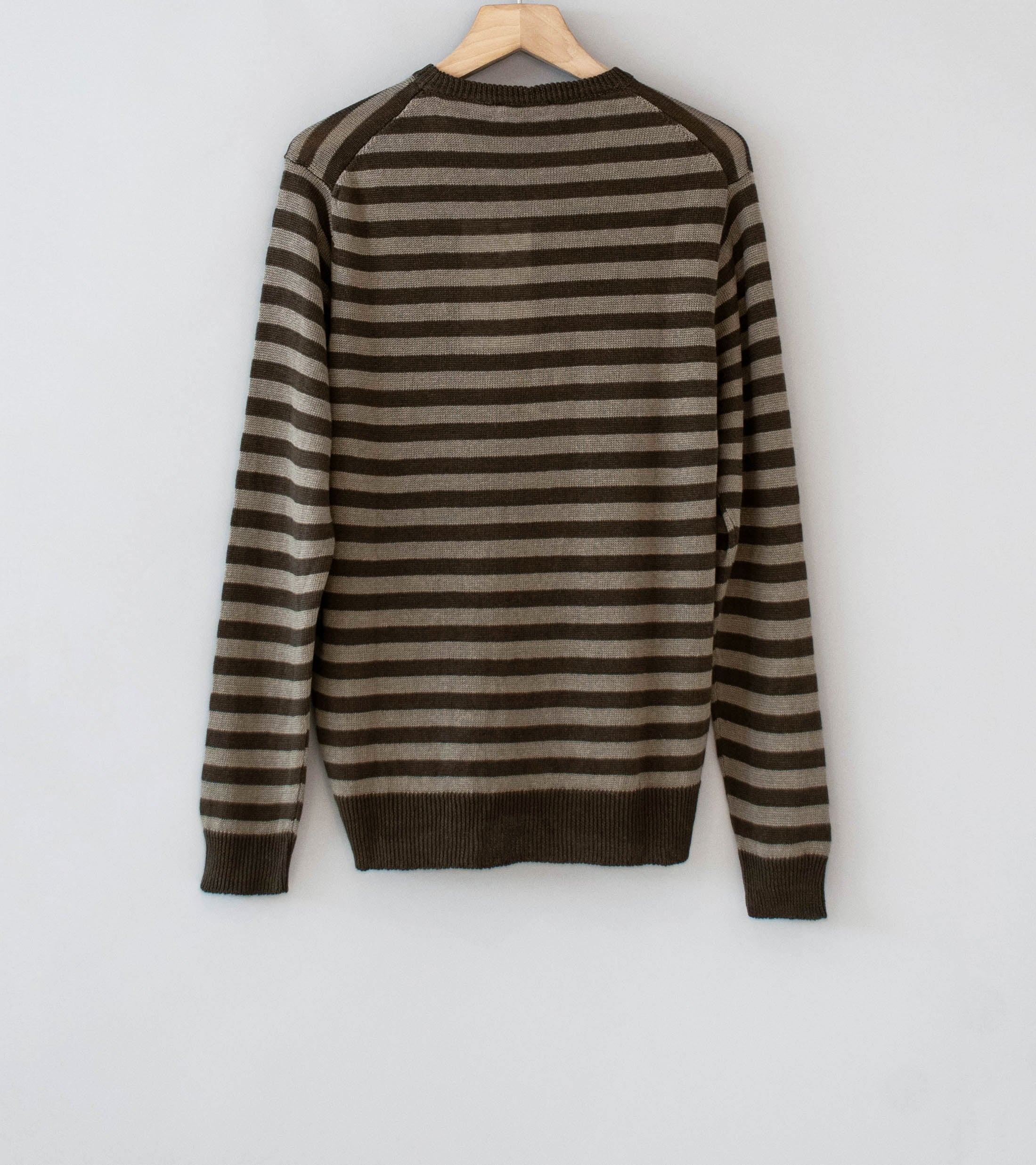 Evan Kinori 'Thin Stripe Sweater' (Brown Taupe Linen) - Image 7