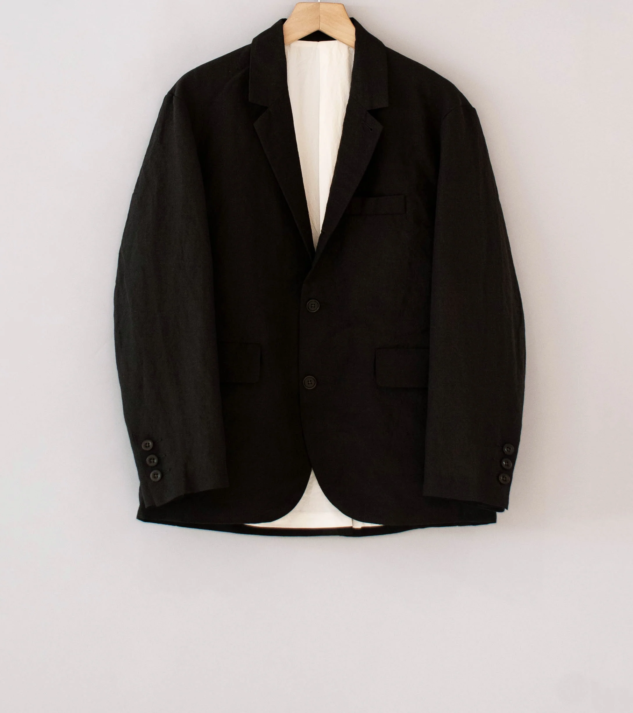 Evan Kinori 'Three Button Jacket' (Dark Brown Wool Linen Canvas)