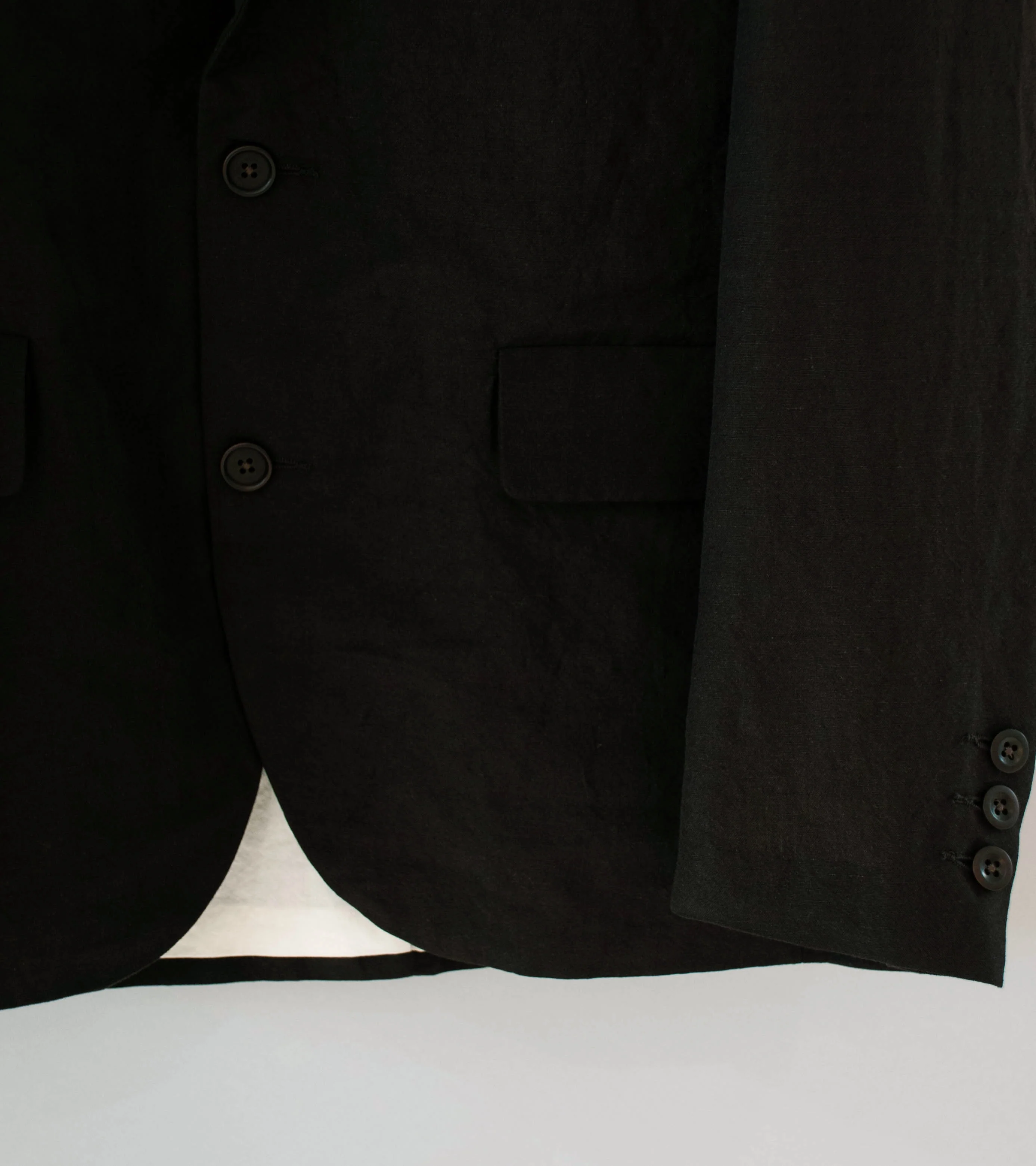 Evan Kinori 'Three Button Jacket' (Dark Brown Wool Linen Canvas) - Image 4