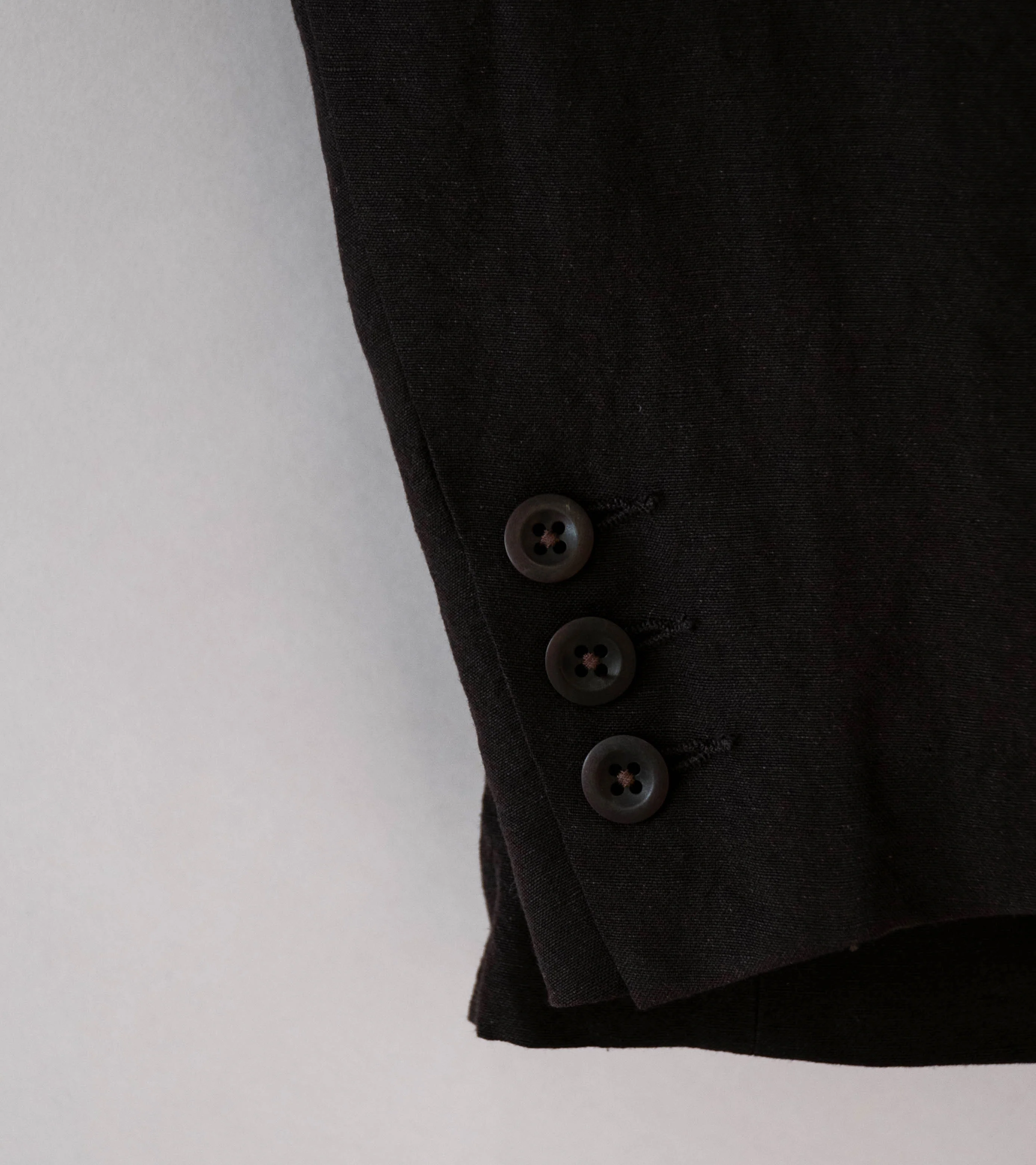 Evan Kinori 'Three Button Jacket' (Dark Brown Wool Linen Canvas) - Image 5