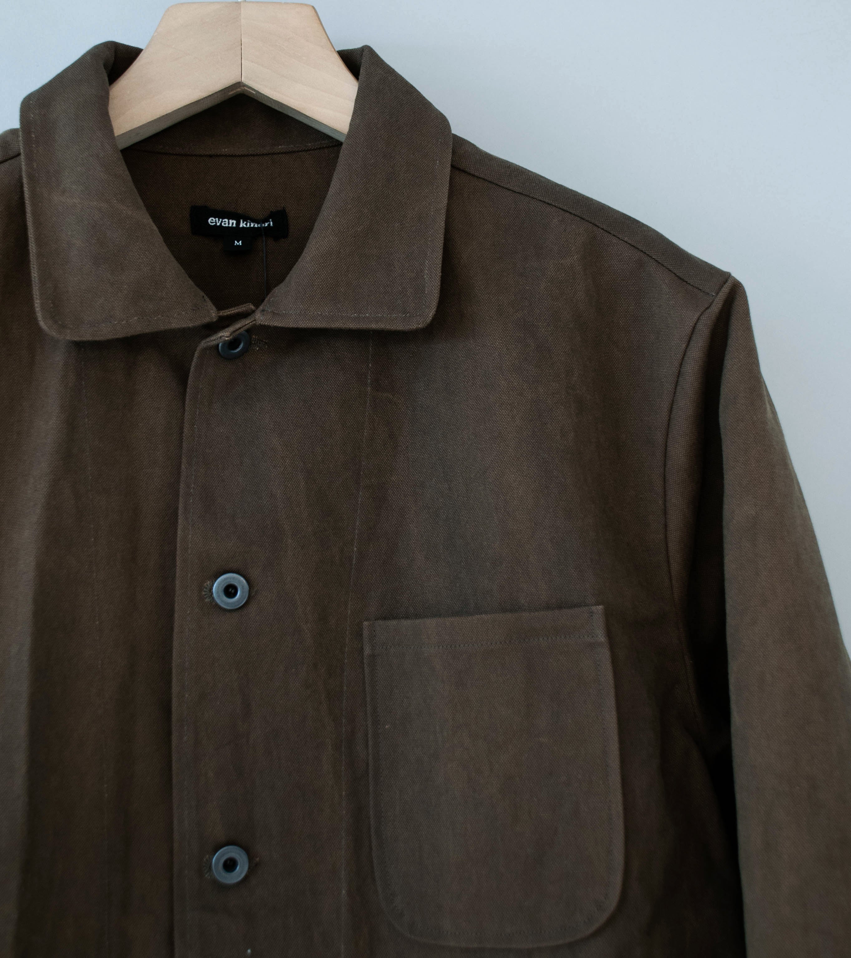 Evan Kinori 'Three Pocket Jacket' (Dark Olive Sumi Ink Dye Cotton Washi Canvas) - Image 2
