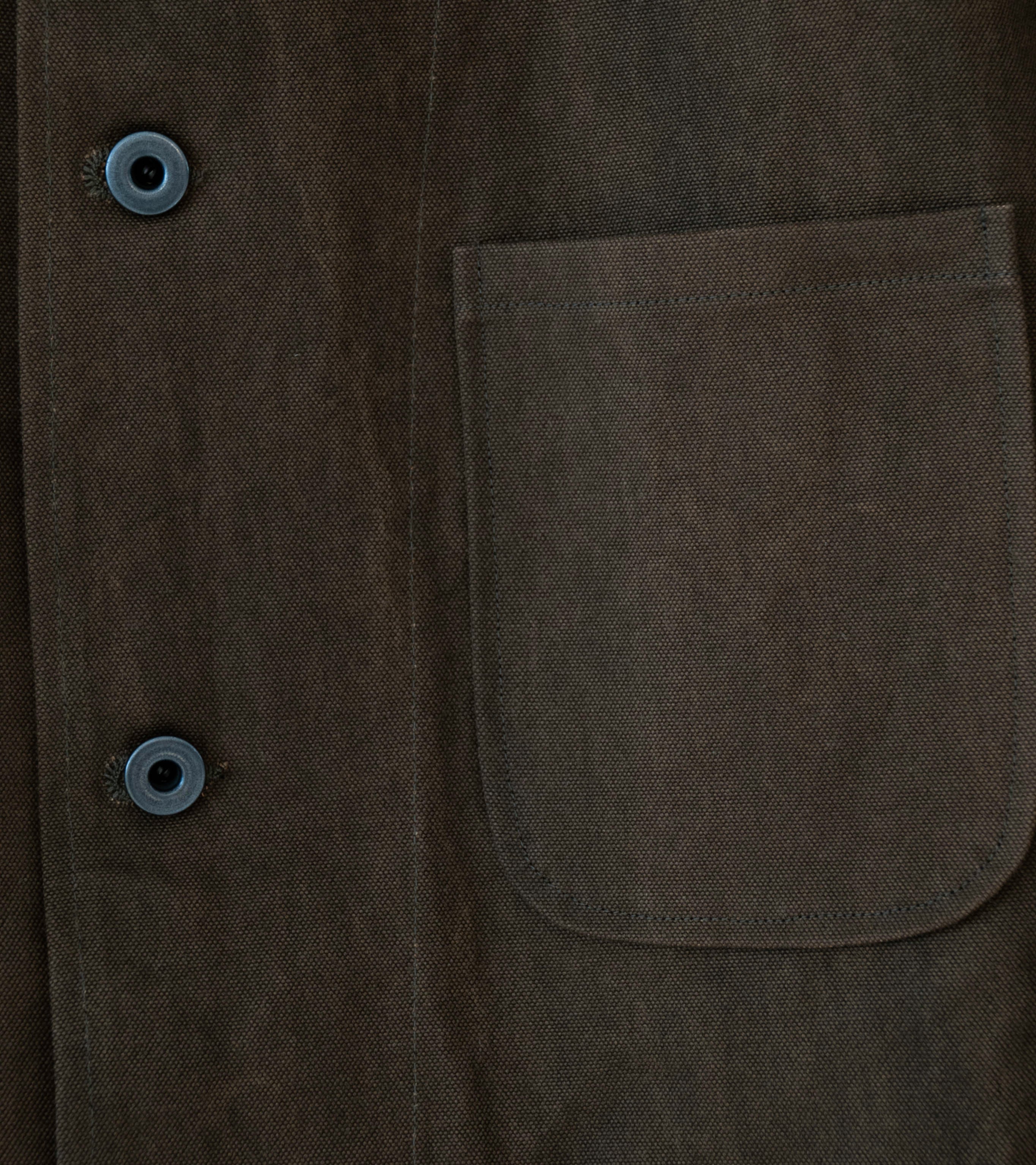 Evan Kinori 'Three Pocket Jacket' (Dark Olive Sumi Ink Dye Cotton Washi Canvas) - Image 3