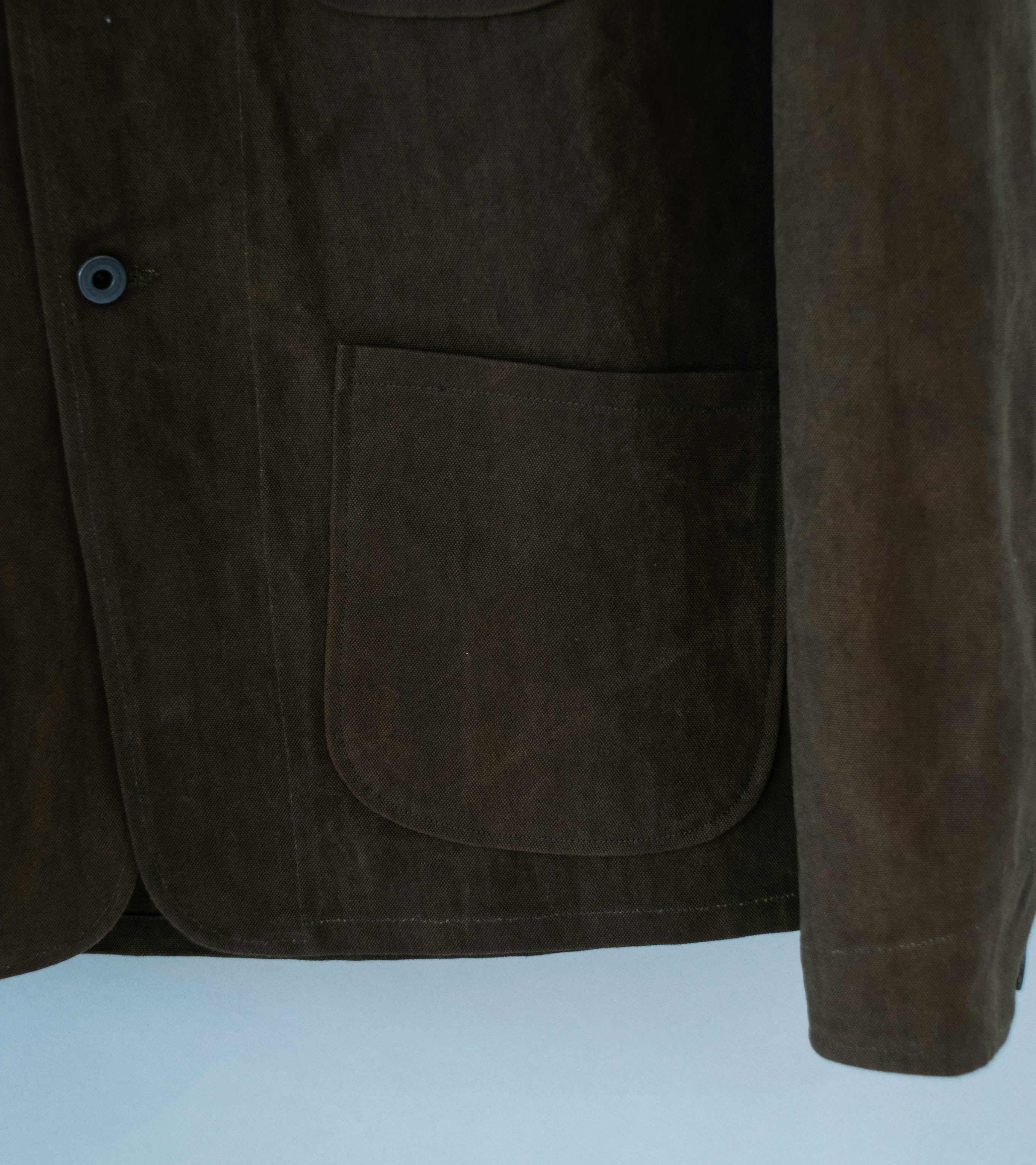 Evan Kinori 'Three Pocket Jacket' (Dark Olive Sumi Ink Dye Cotton Washi Canvas) - Image 4