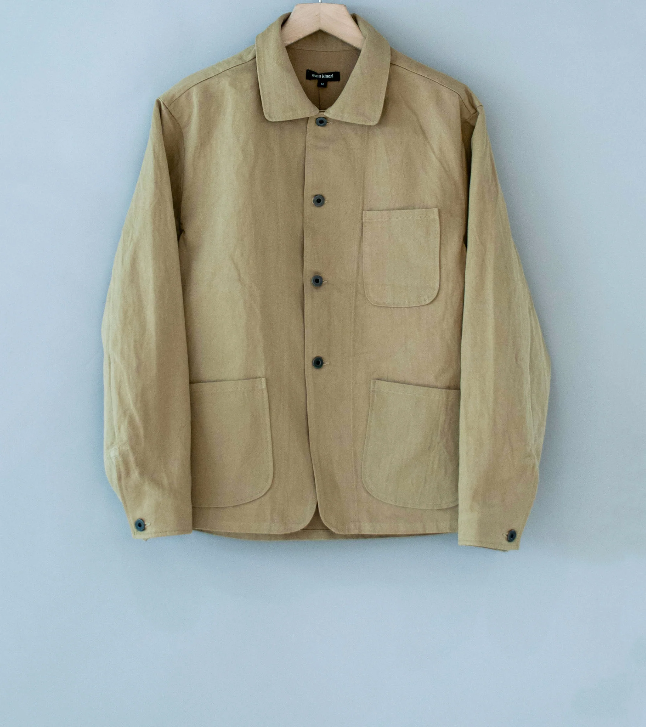 Evan Kinori 'Three Pocket Jacket' (Khaki Natural Gallnut Dye Cotton Washi Twill)