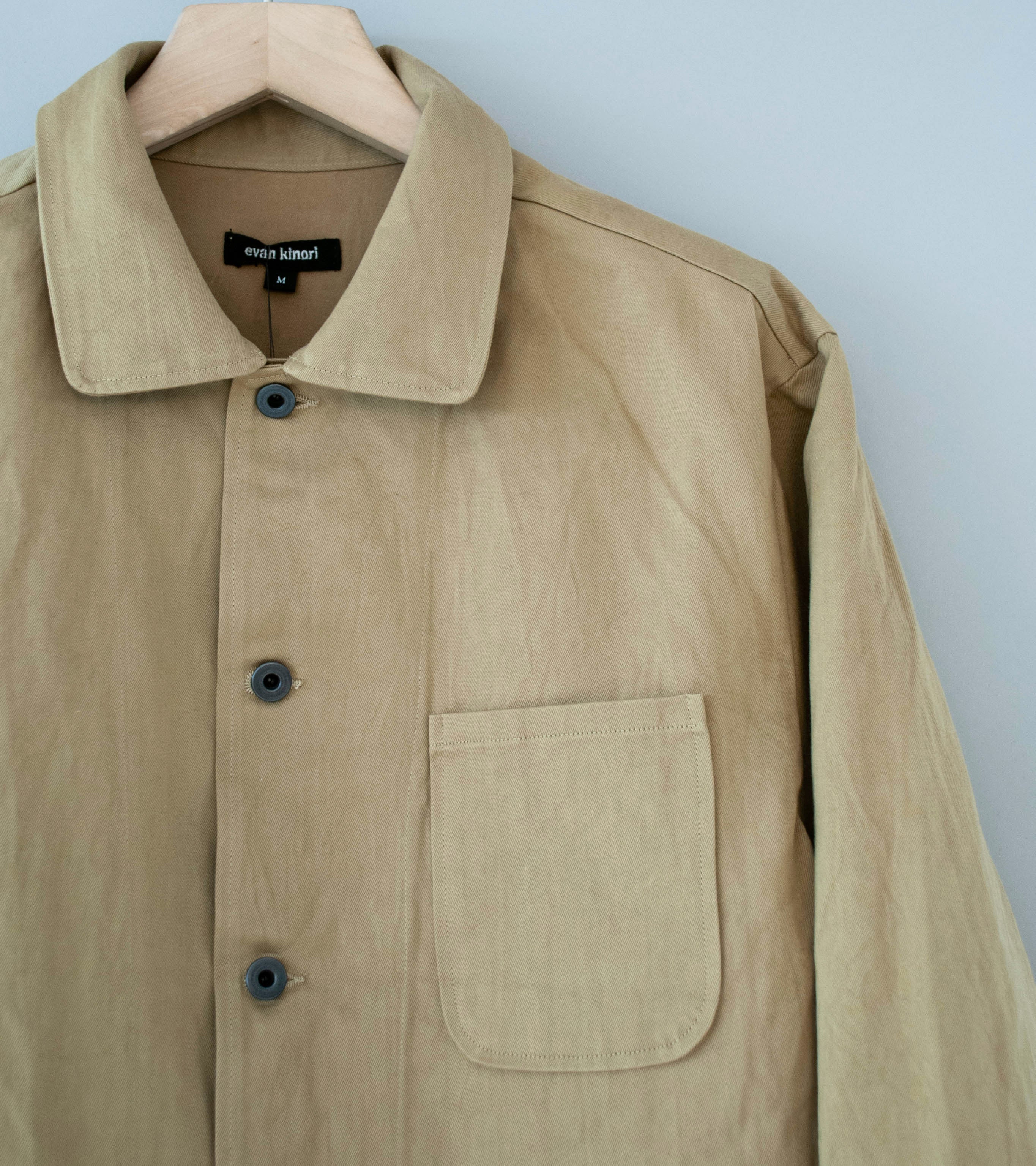 Evan Kinori 'Three Pocket Jacket' (Khaki Natural Gallnut Dye Cotton Washi Twill) - Image 2