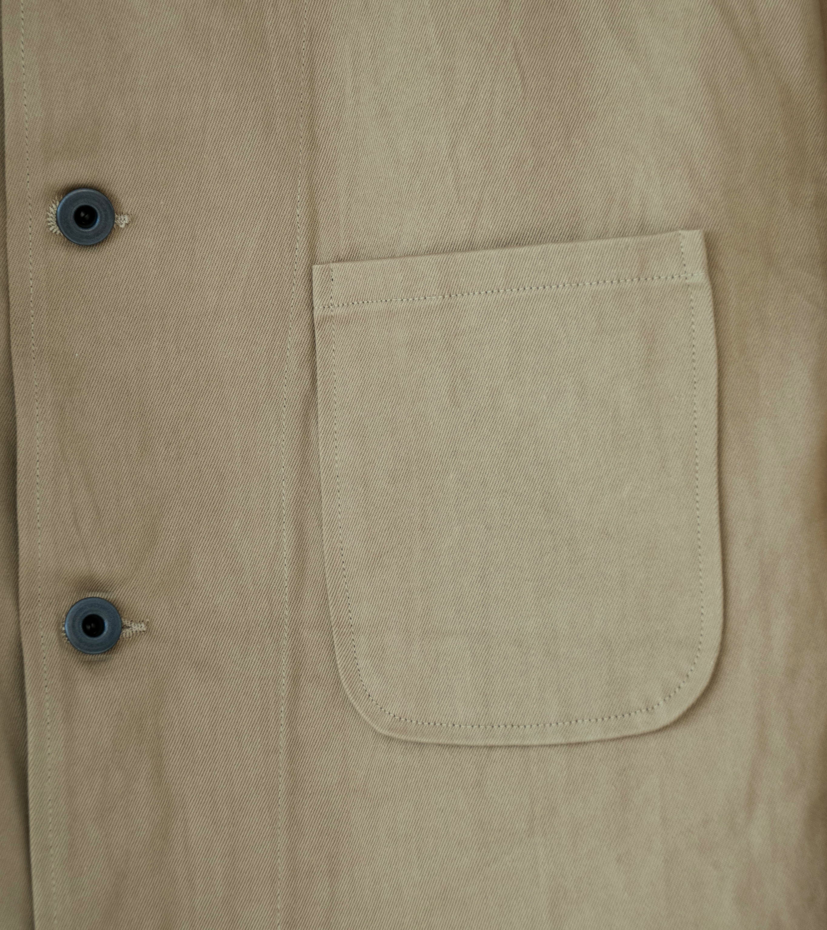 Evan Kinori 'Three Pocket Jacket' (Khaki Natural Gallnut Dye Cotton Washi Twill) - Image 3