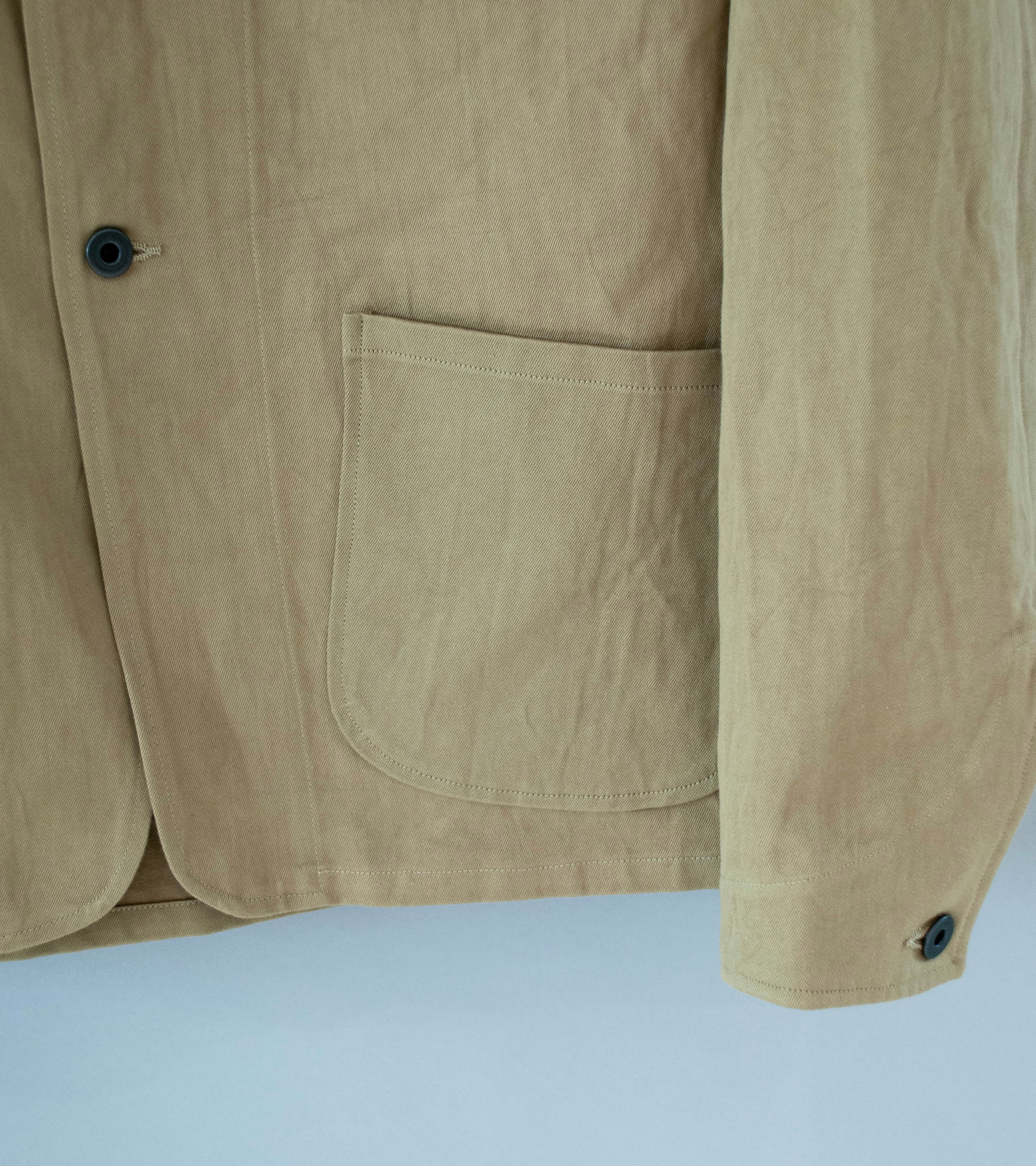 Evan Kinori 'Three Pocket Jacket' (Khaki Natural Gallnut Dye Cotton Washi Twill) - Image 4