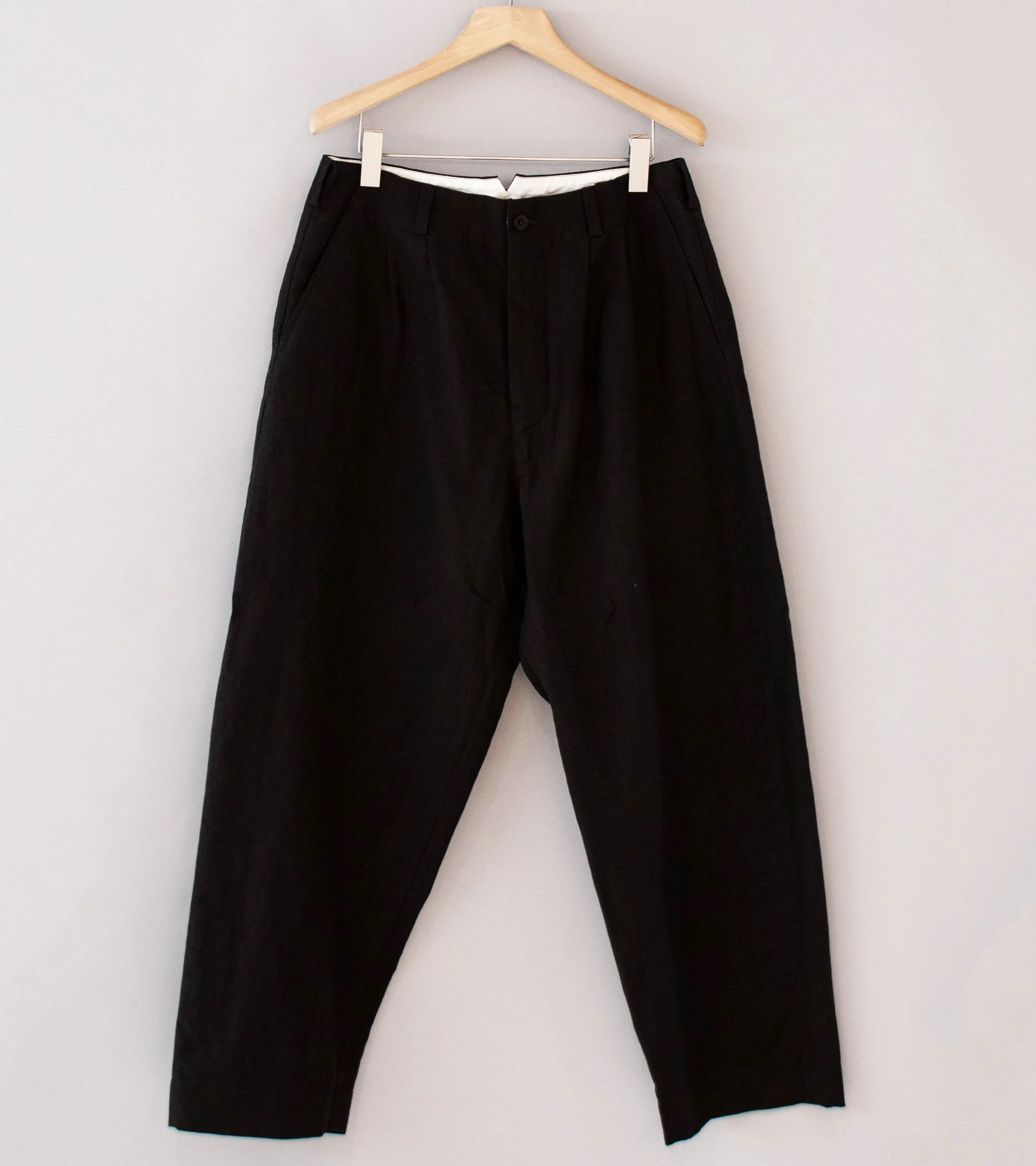 Evan Kinori 'Two Pleat Pant' (Dark Brown Wool Linen Canvas)