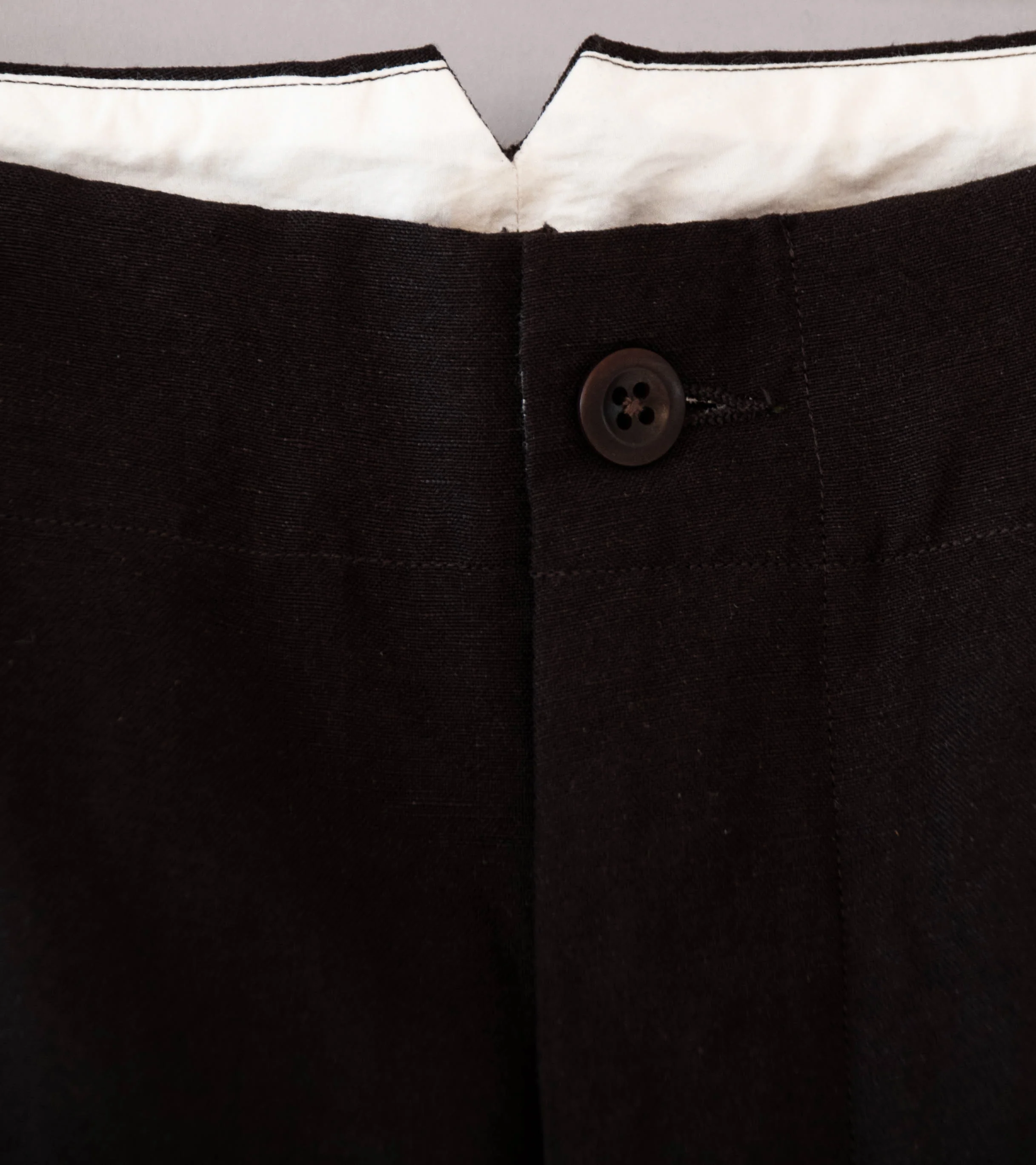 Evan Kinori 'Two Pleat Pant' (Dark Brown Wool Linen Canvas) - Image 4