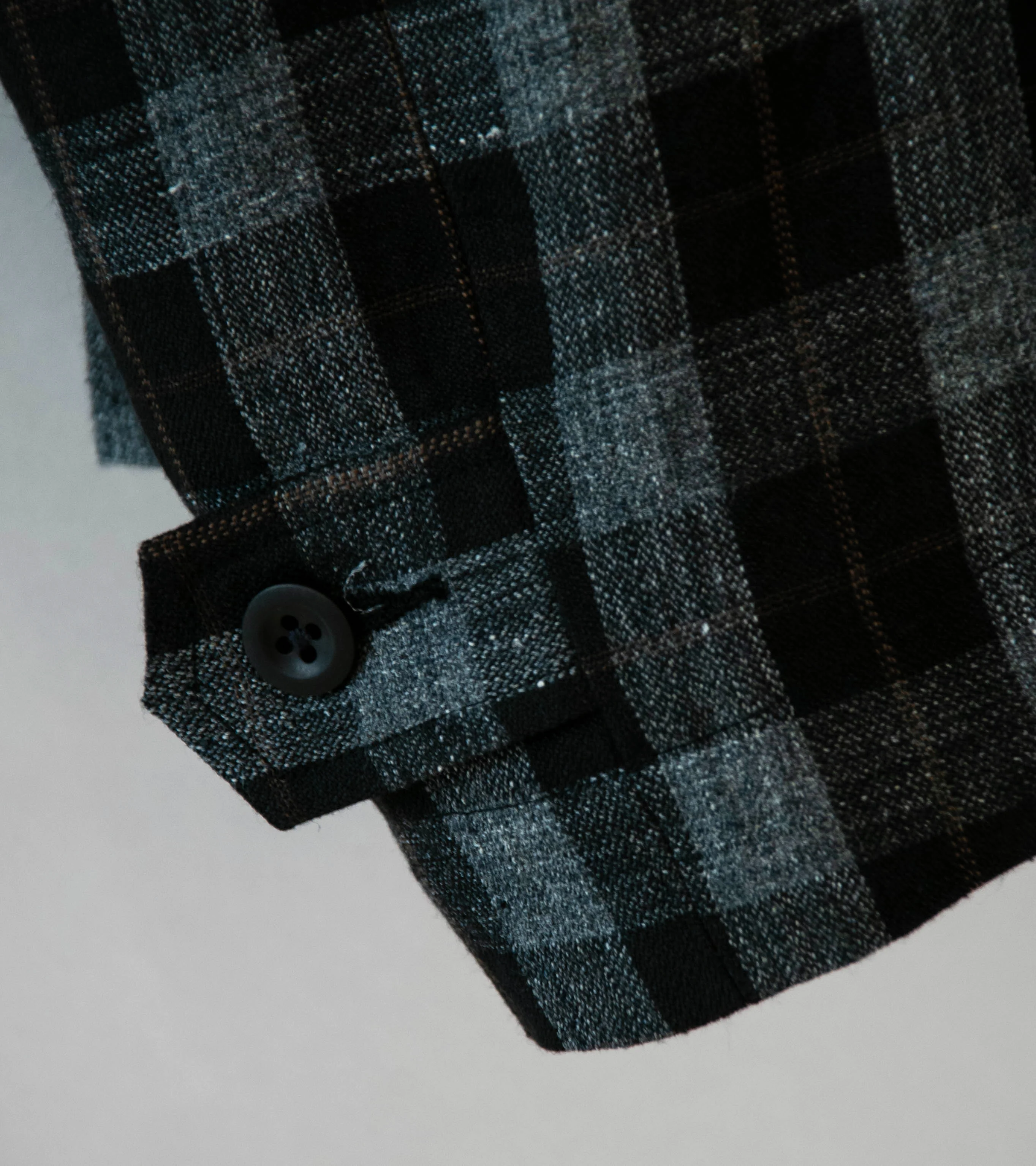 Evan Kinori 'Zip Jacket' (Charcoal Brown Black Yarn Dye Linen Check) - Image 5