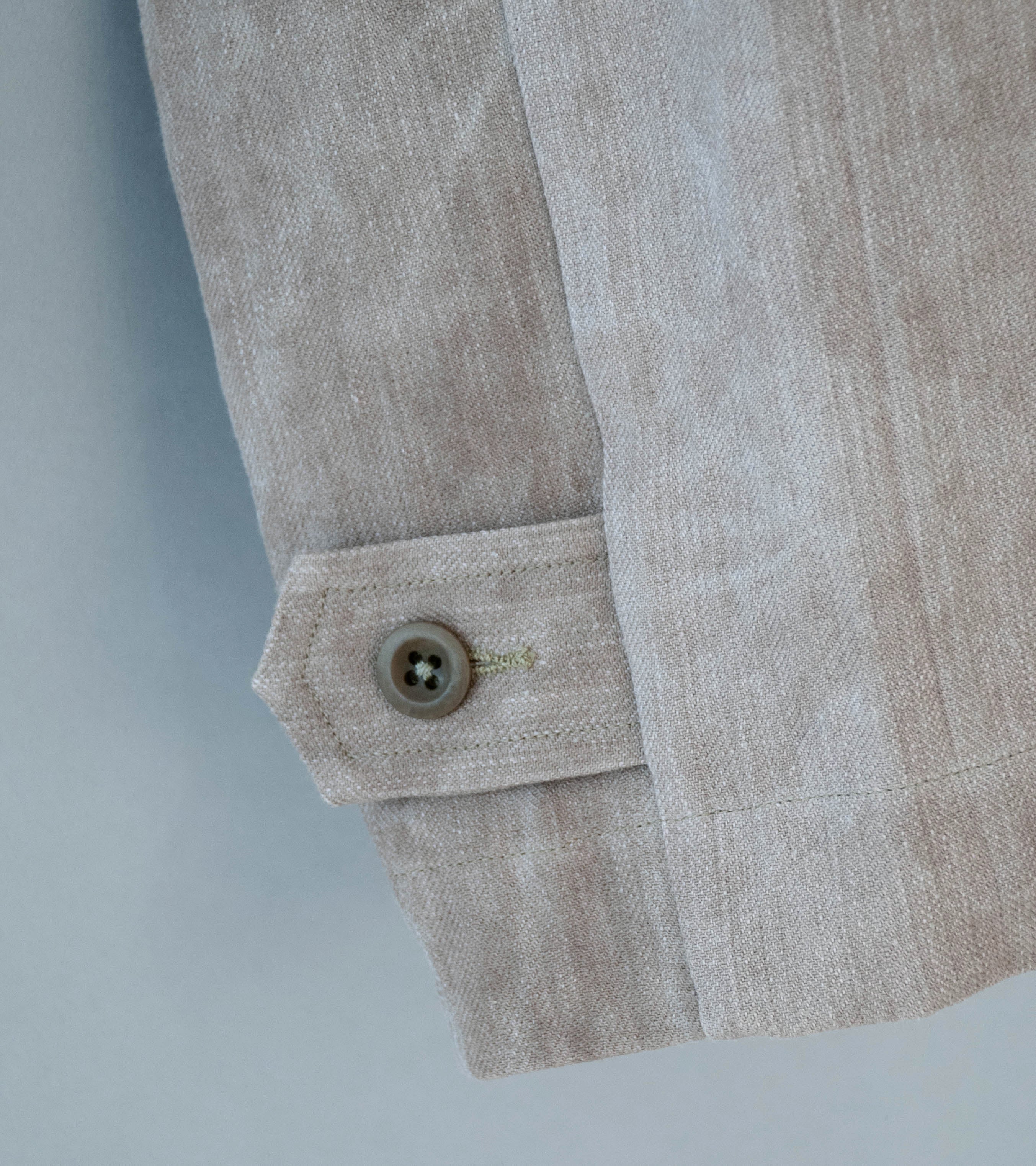 Evan Kinori 'Zip Jacket' (Dark Beige Cold Dye Linen Cotton Herringbone) - Image 5