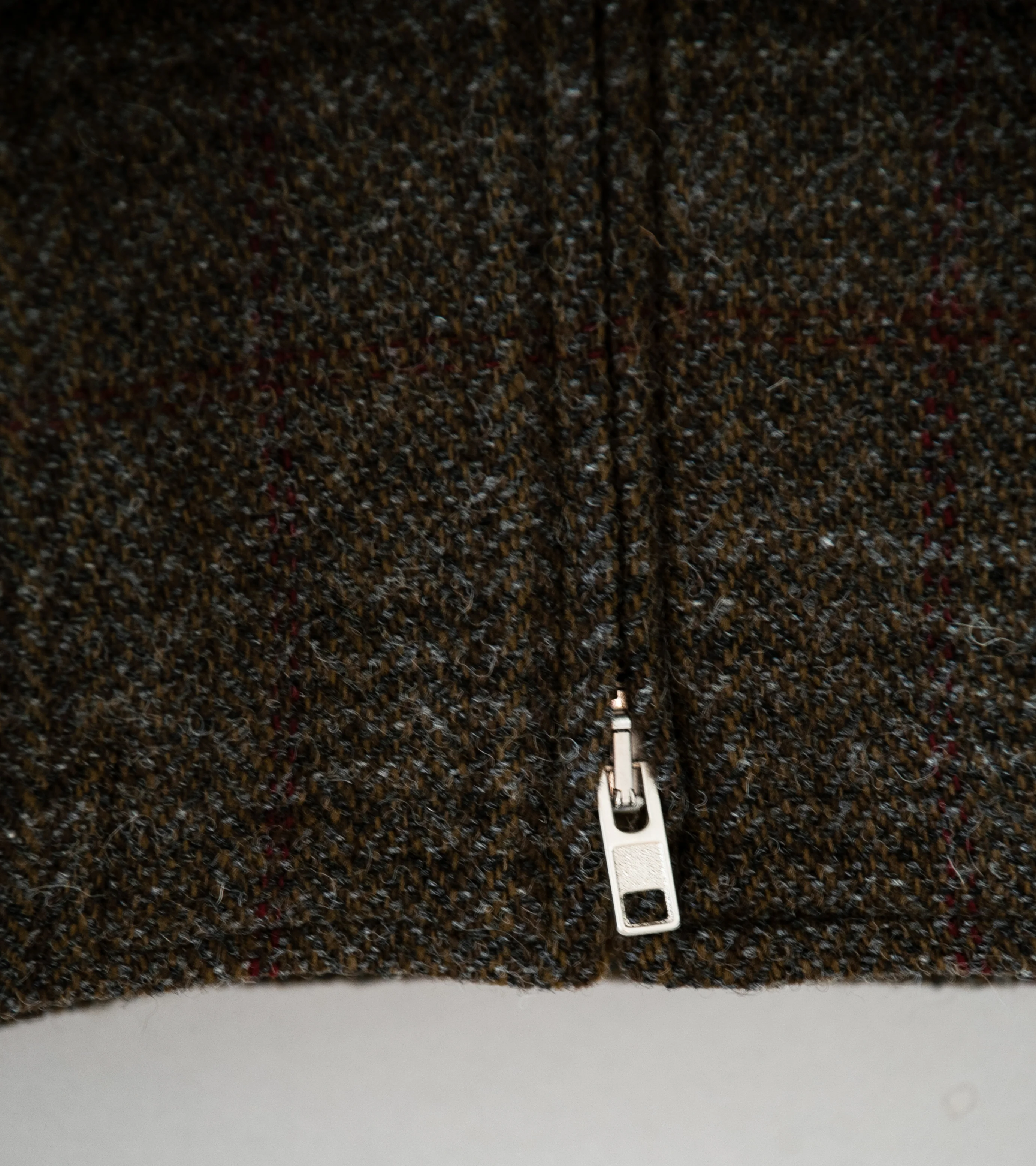 Evan Kinori 'Zip Jacket' (Dark Olive Charcoal Wool Herringbone Check) - Image 5