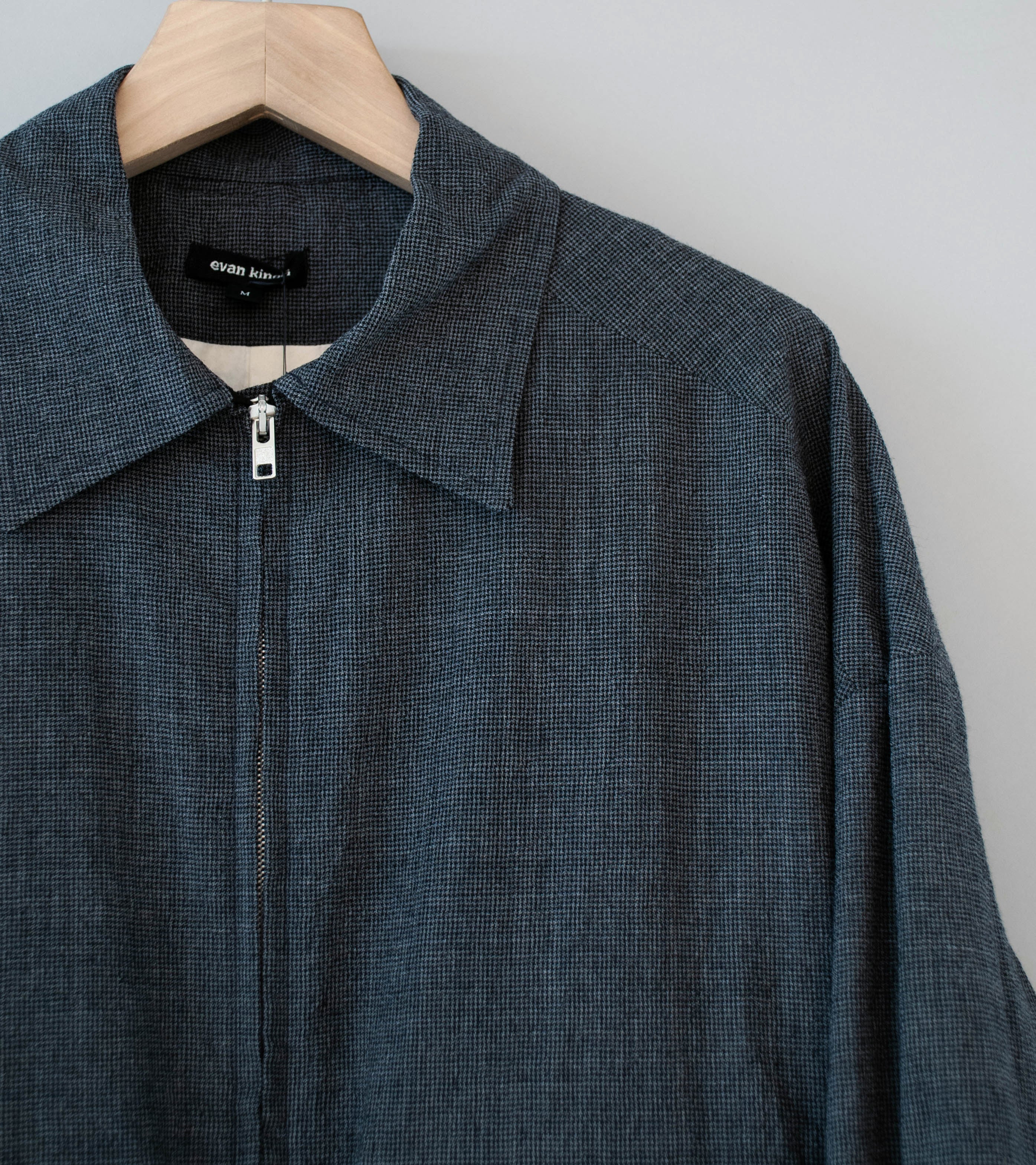 Evan Kinori 'Zip Jacket Two' (Charcoal Black Wool Puppytooth) - Image 2