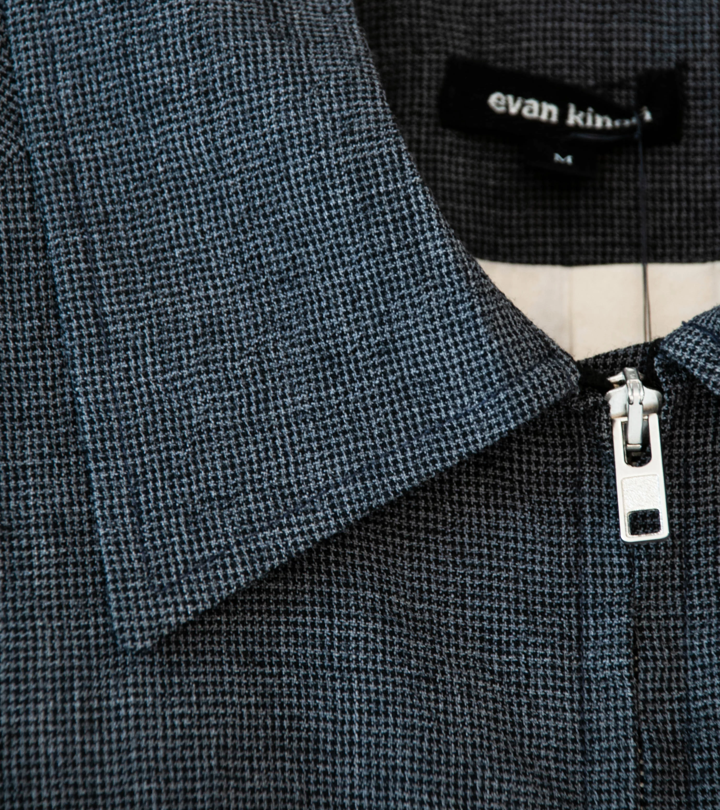 Evan Kinori 'Zip Jacket Two' (Charcoal Black Wool Puppytooth) - Image 7