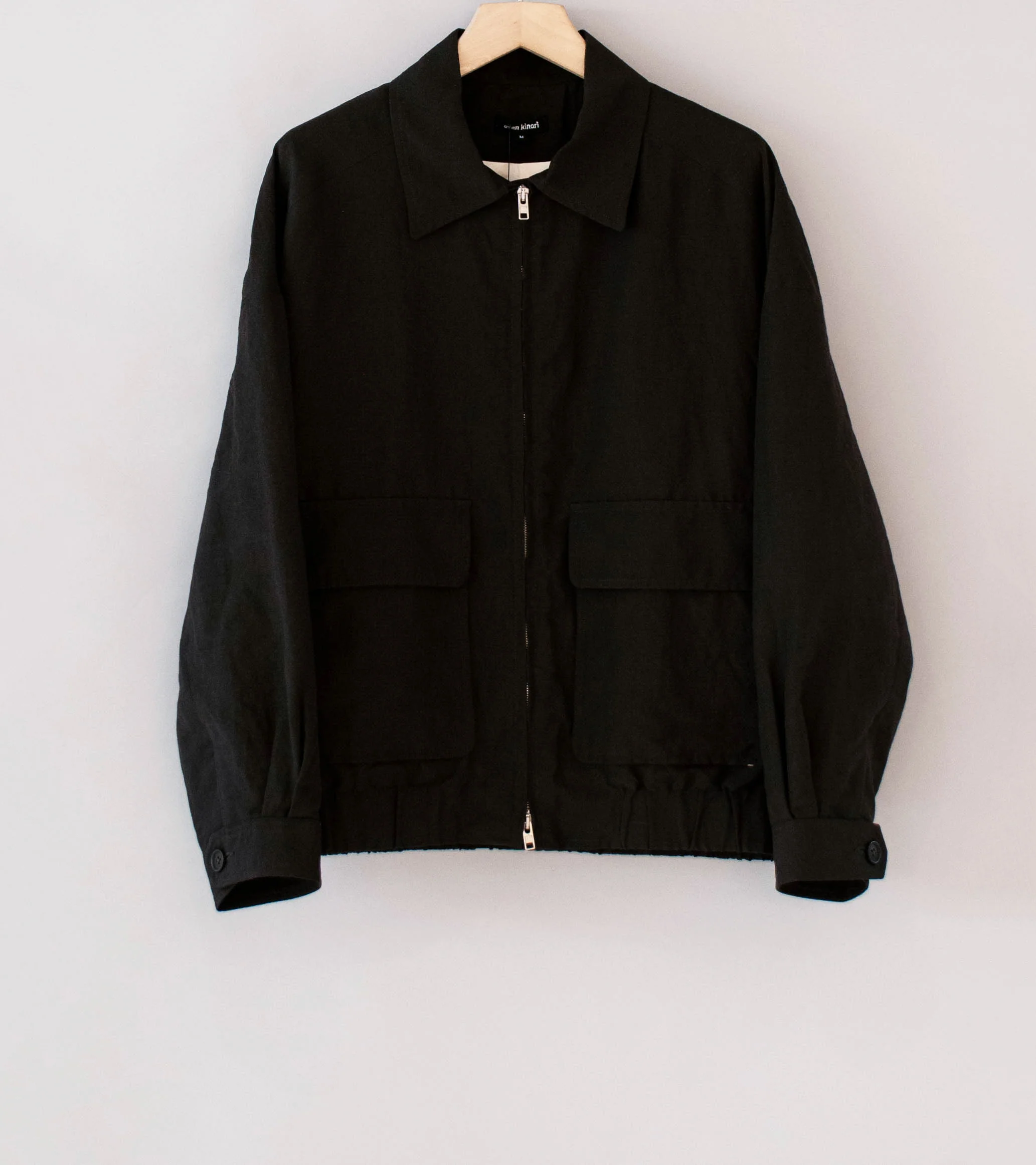Evan Kinori 'Zip Jacket Two' (Dark Brown Wool Linen Canvas)