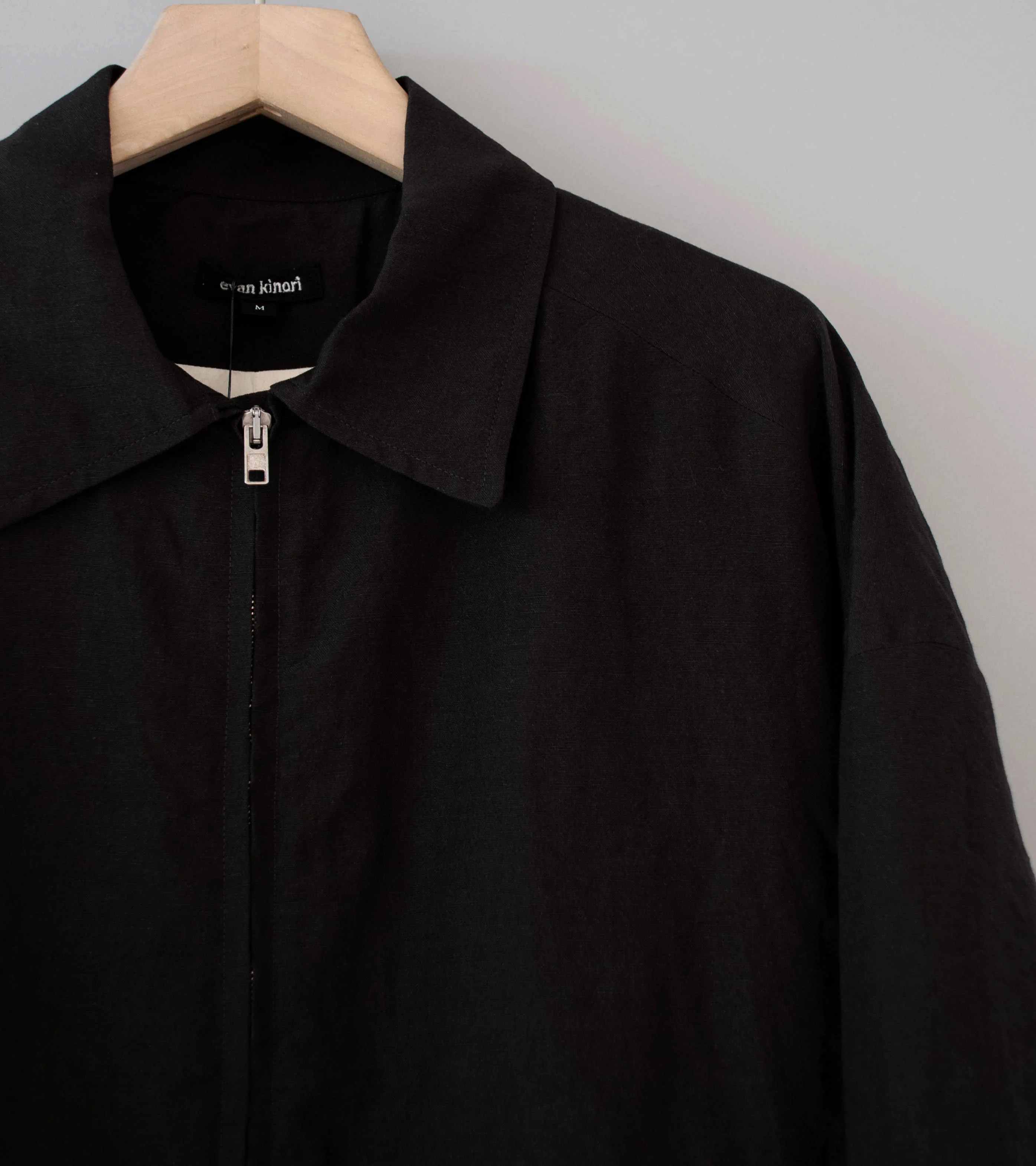 Evan Kinori 'Zip Jacket Two' (Dark Brown Wool Linen Canvas) - Image 2