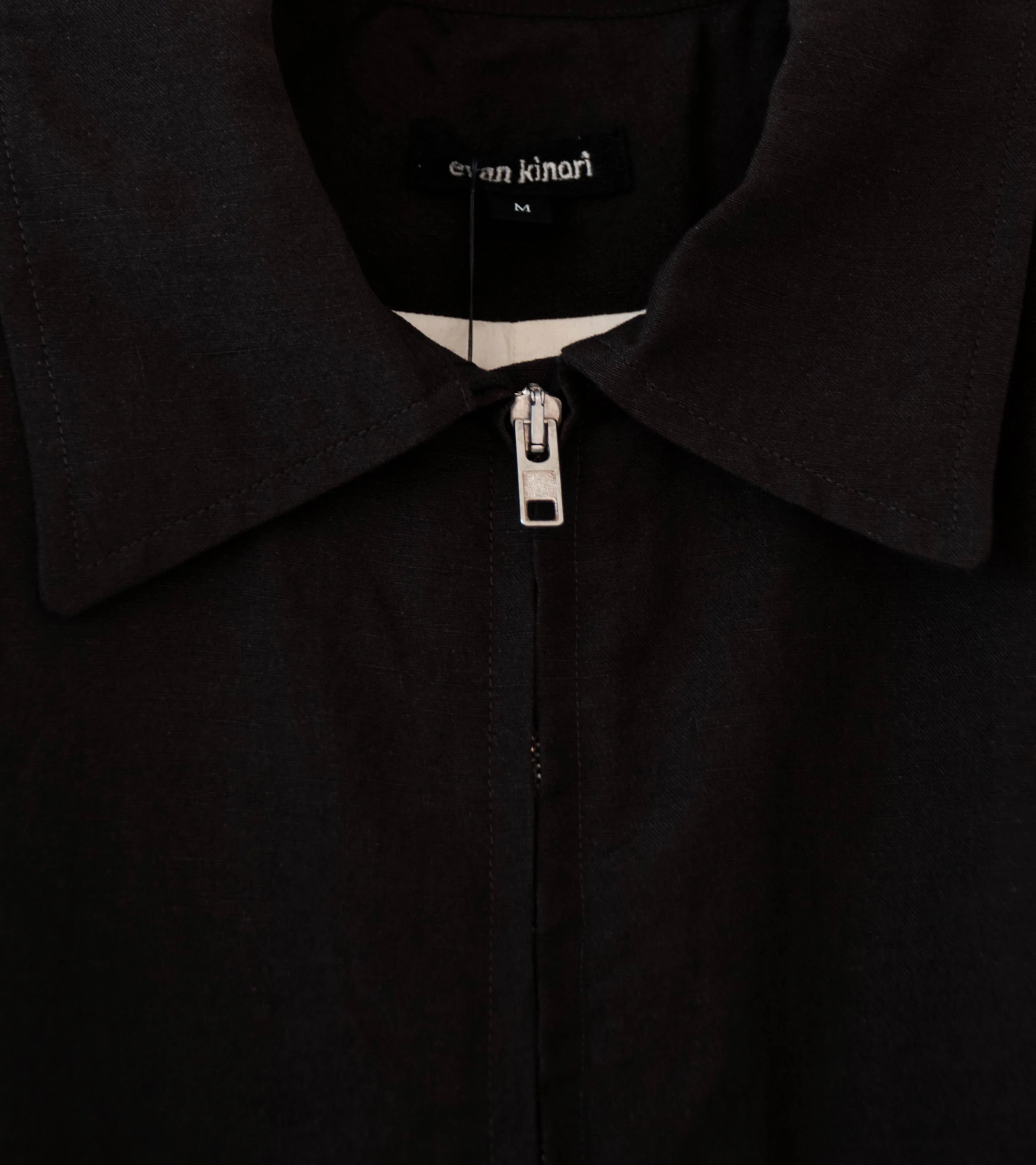 Evan Kinori 'Zip Jacket Two' (Dark Brown Wool Linen Canvas) - Image 6