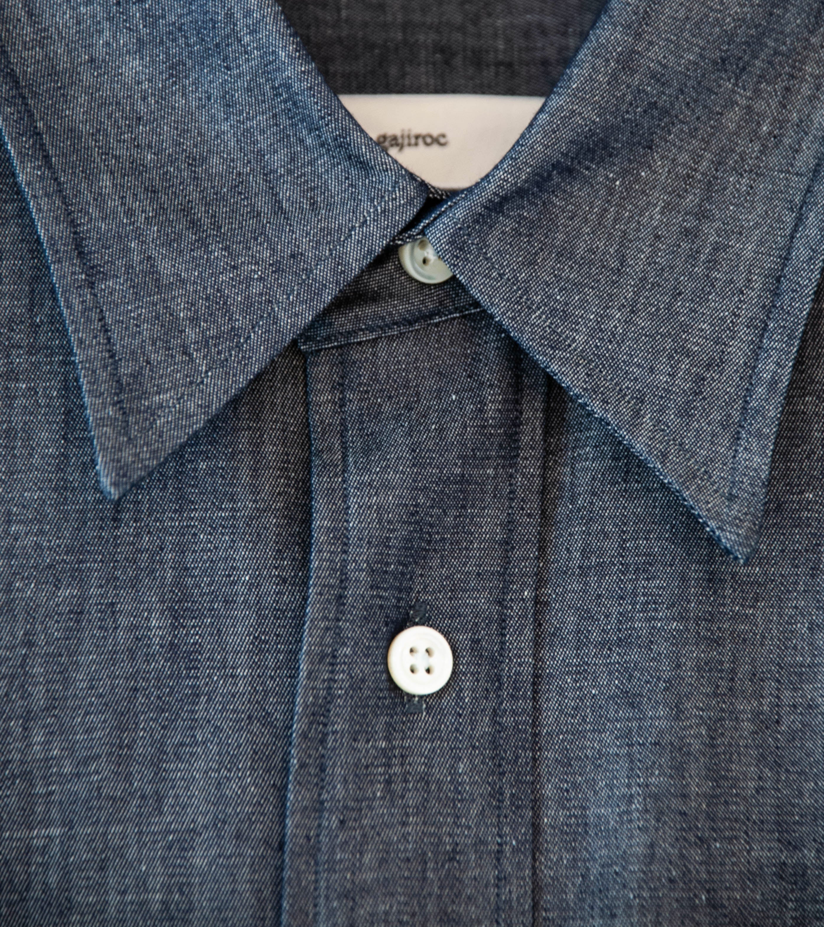 Gajiroc 'Chambray Cotton Silk Regular Collar Shirt' (Indigo) - Image 7