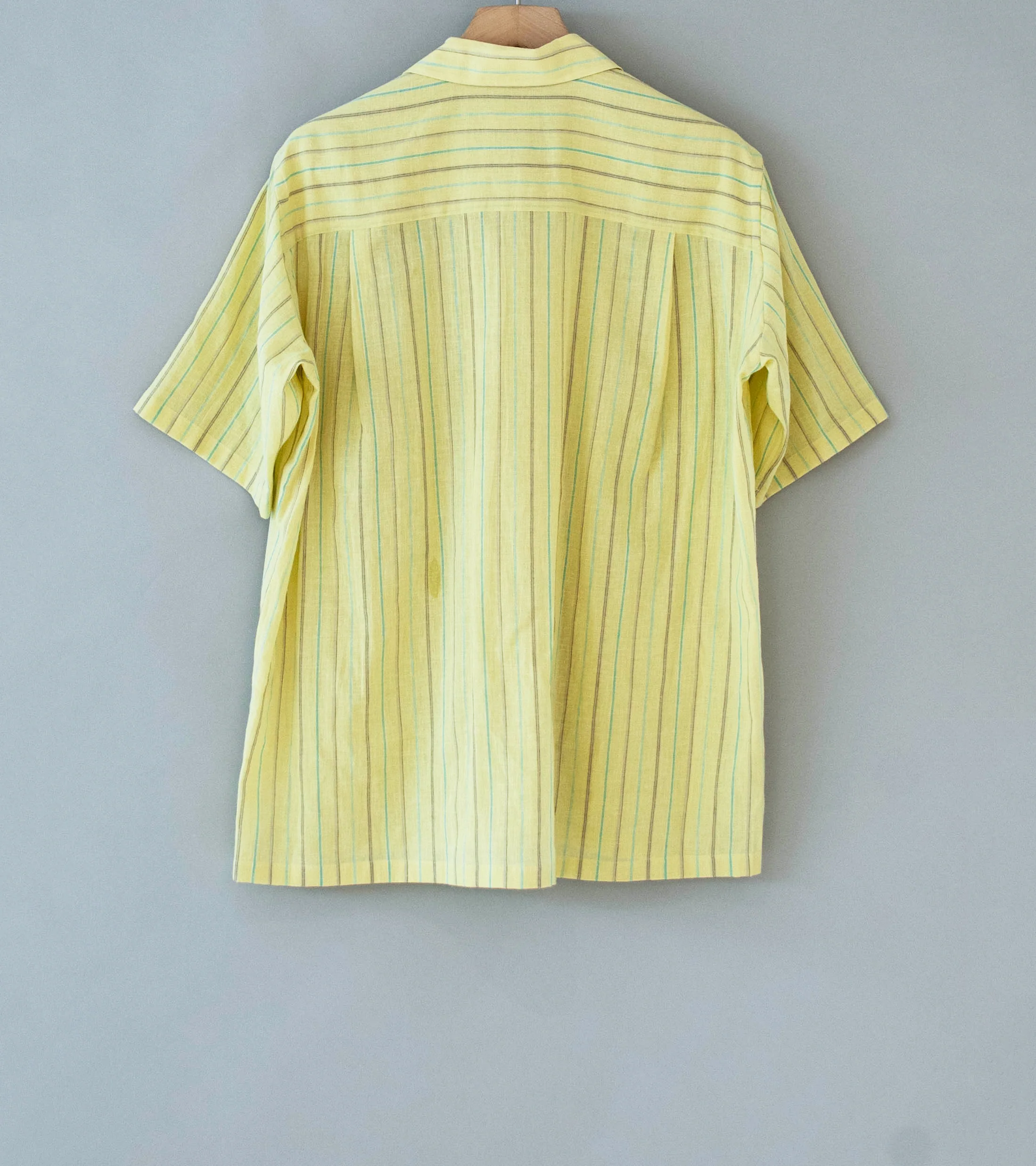 Gajiroc 'Cotton Linen Open Collar Shirt' (Yellow) - Image 7