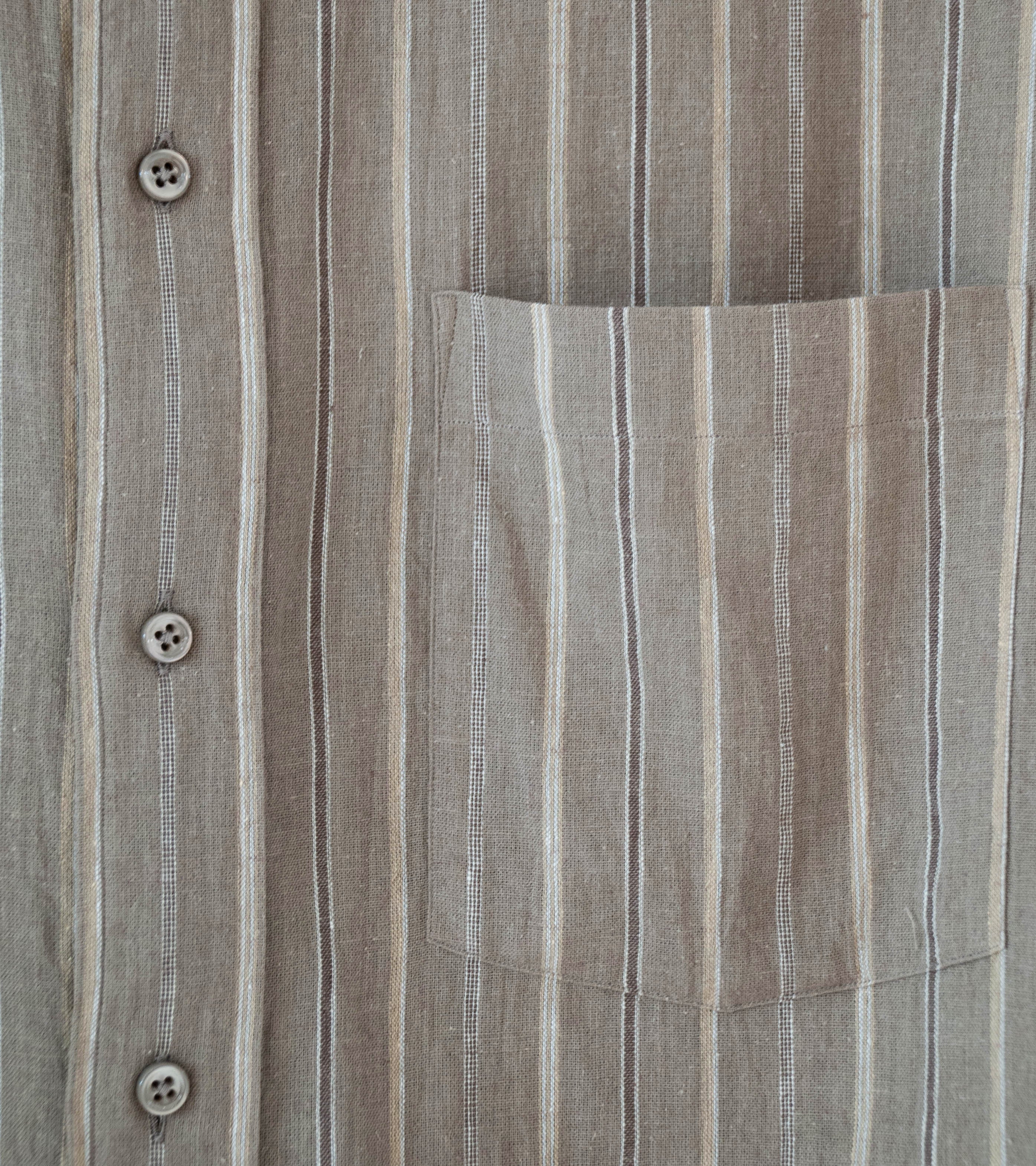 Gajiroc 'Cotton Linen Regular Collar Shirt' (Brown) - Image 3