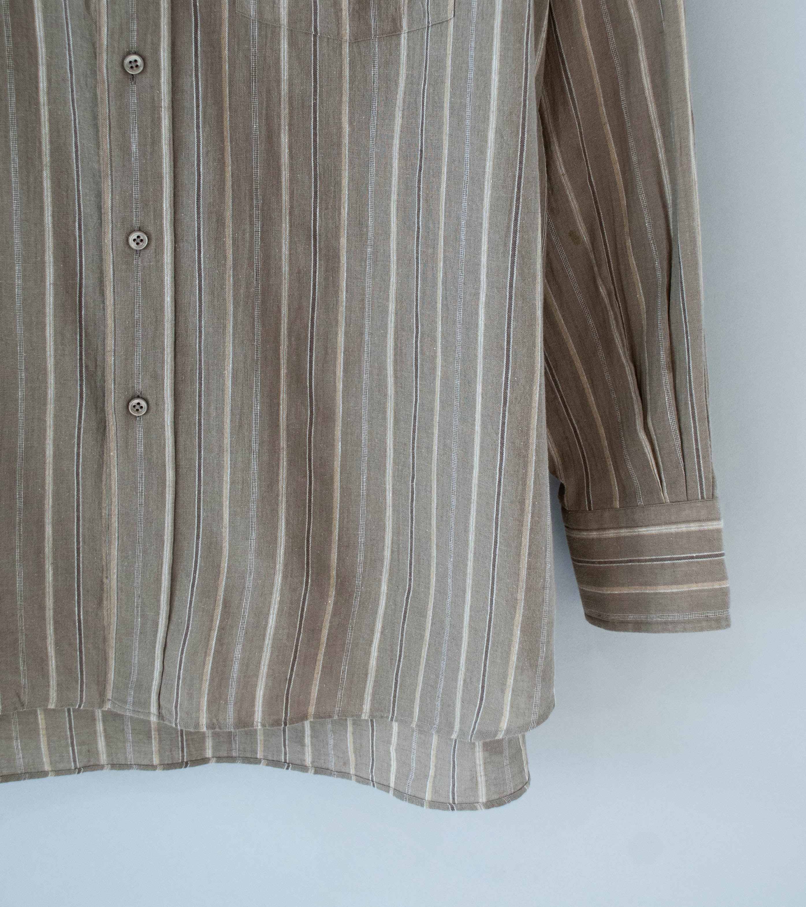 Gajiroc 'Cotton Linen Regular Collar Shirt' (Brown) - Image 4