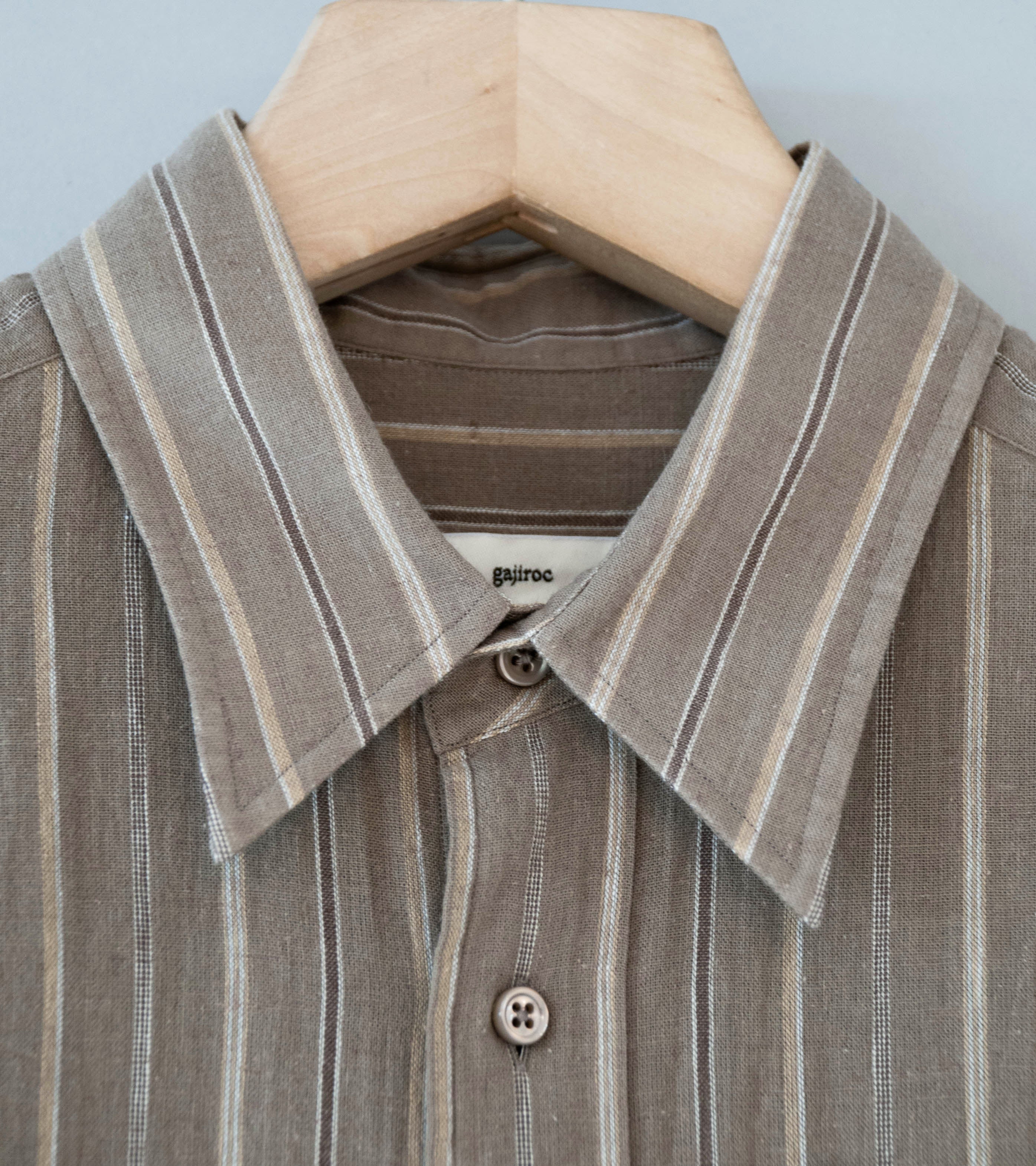 Gajiroc 'Cotton Linen Regular Collar Shirt' (Brown) - Image 6