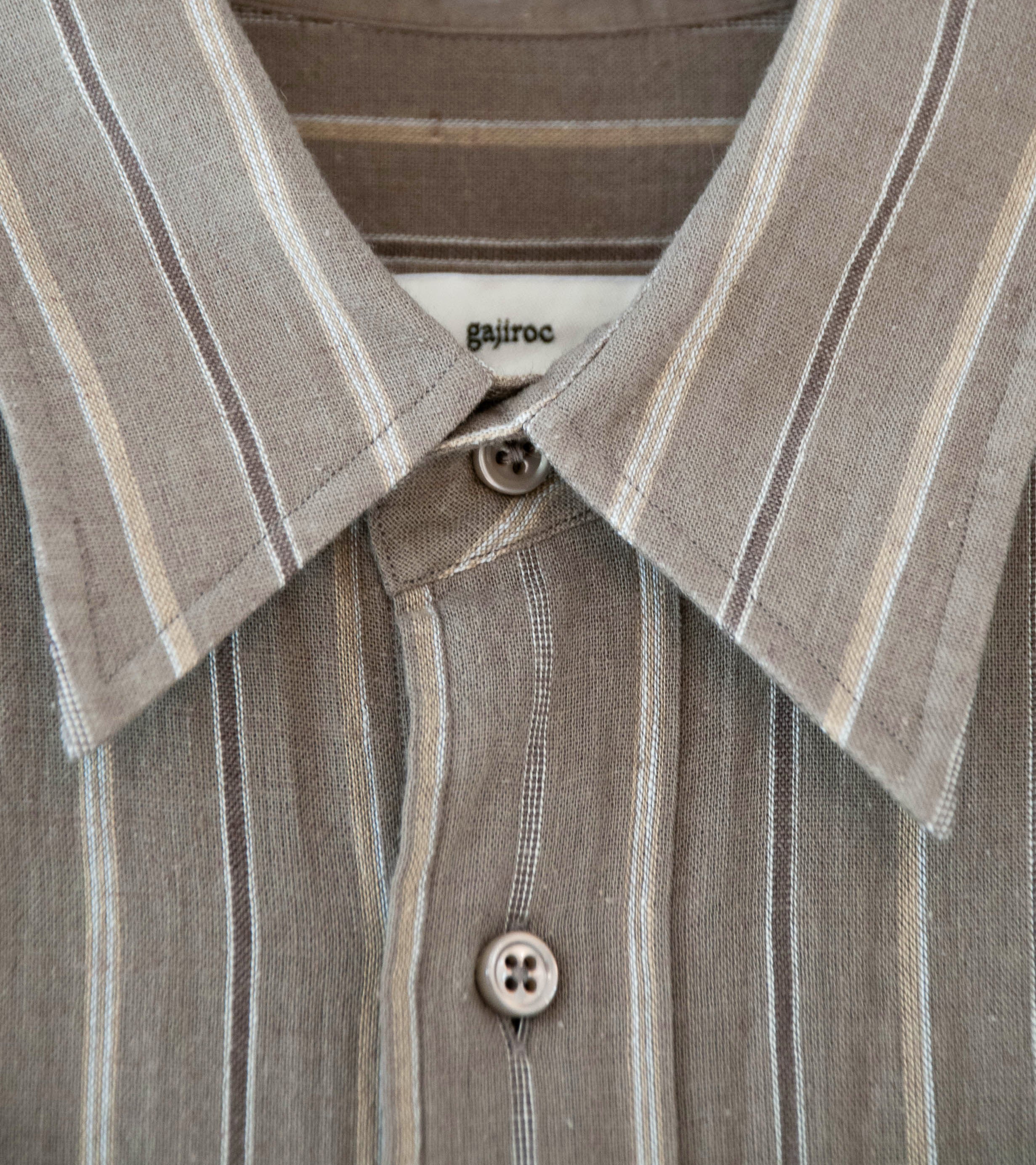 Gajiroc 'Cotton Linen Regular Collar Shirt' (Brown) - Image 7